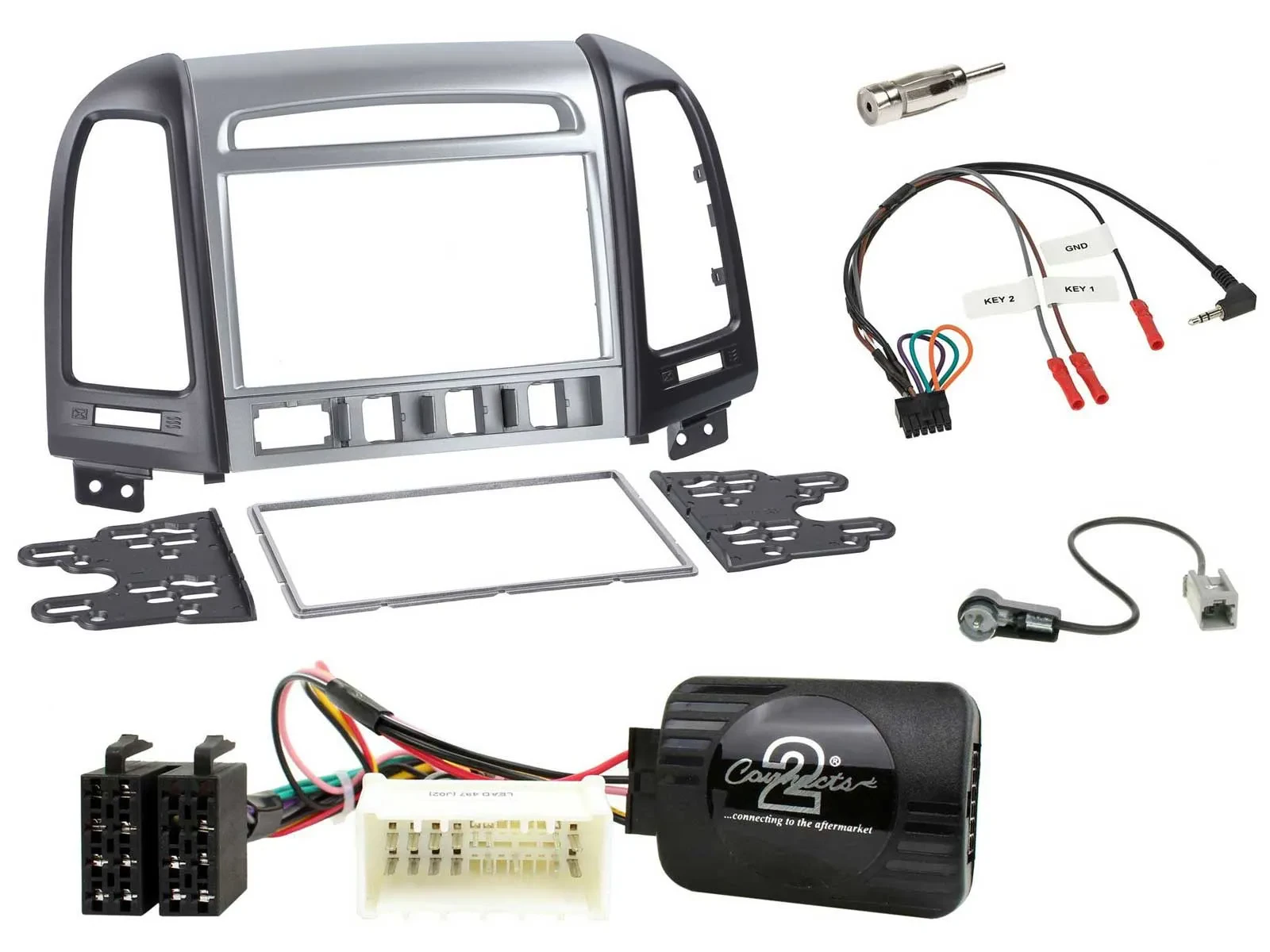 Einbauset Lenkradadapter Doppel DIN Autoradio für Hyundai Santa Fe 4 Schalter 20