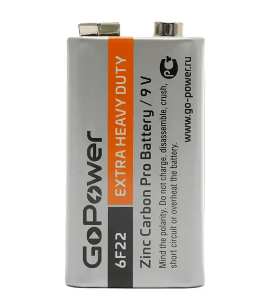 Батарейка «Крона» GoPower 6F22 Zinc Carbon Pro