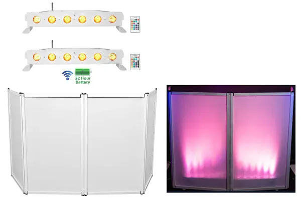 Rockville RFAAW DJ Event Facade Booth+Bag+(2) Wireless DMX Battery Strip Lights