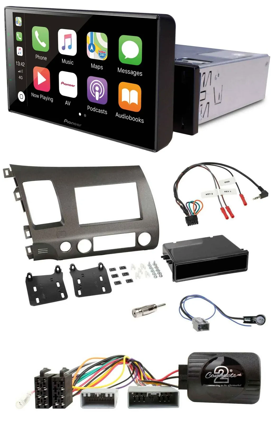 Pioneer Bluetooth Lenkrad DAB USB Autoradio für Honda Civic Hybrid 2006-2010 ant