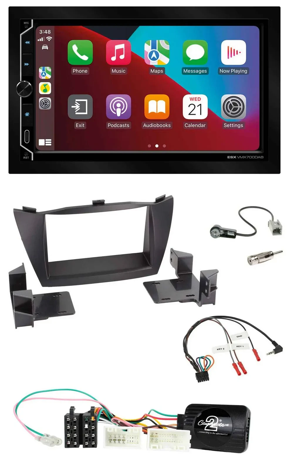 Автомагнитола ESX 2DIN DAB USB Bluetooth для Hyundai ix35 (2010–2013)