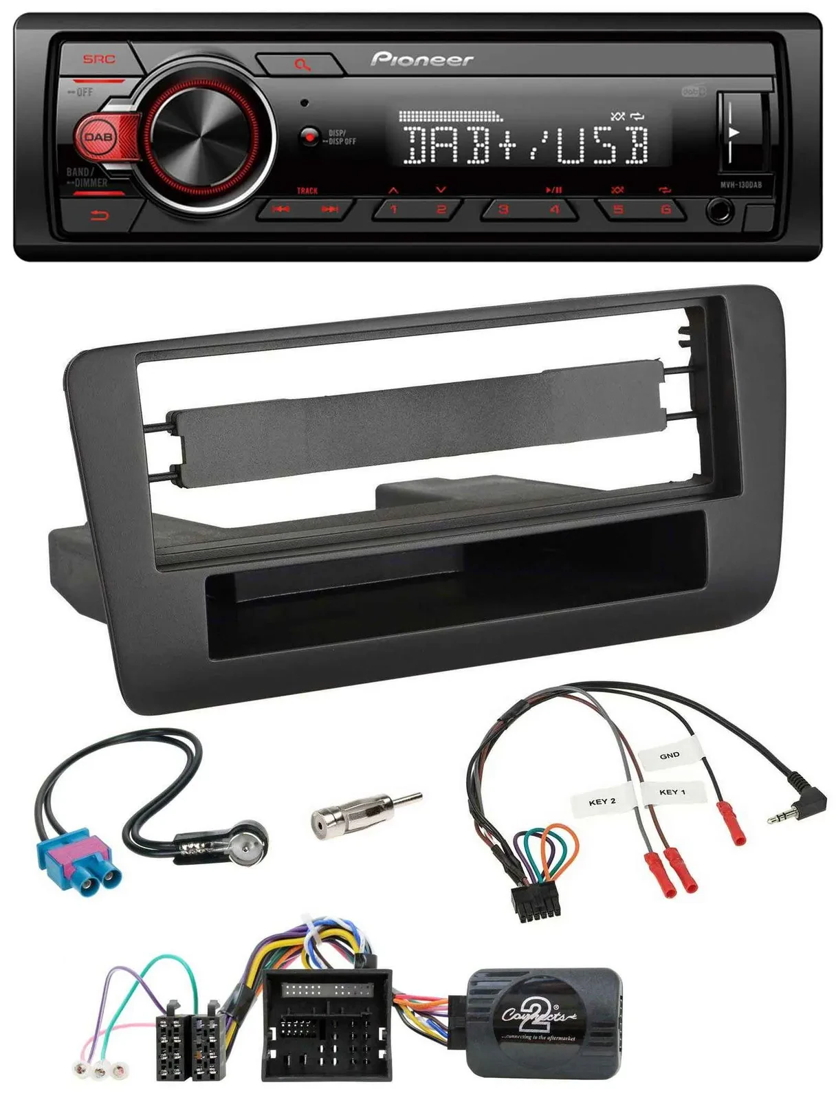 Pioneer MP3 1DIN DAB USB Lenkrad Autoradio für Audi A1 (ab 2010)