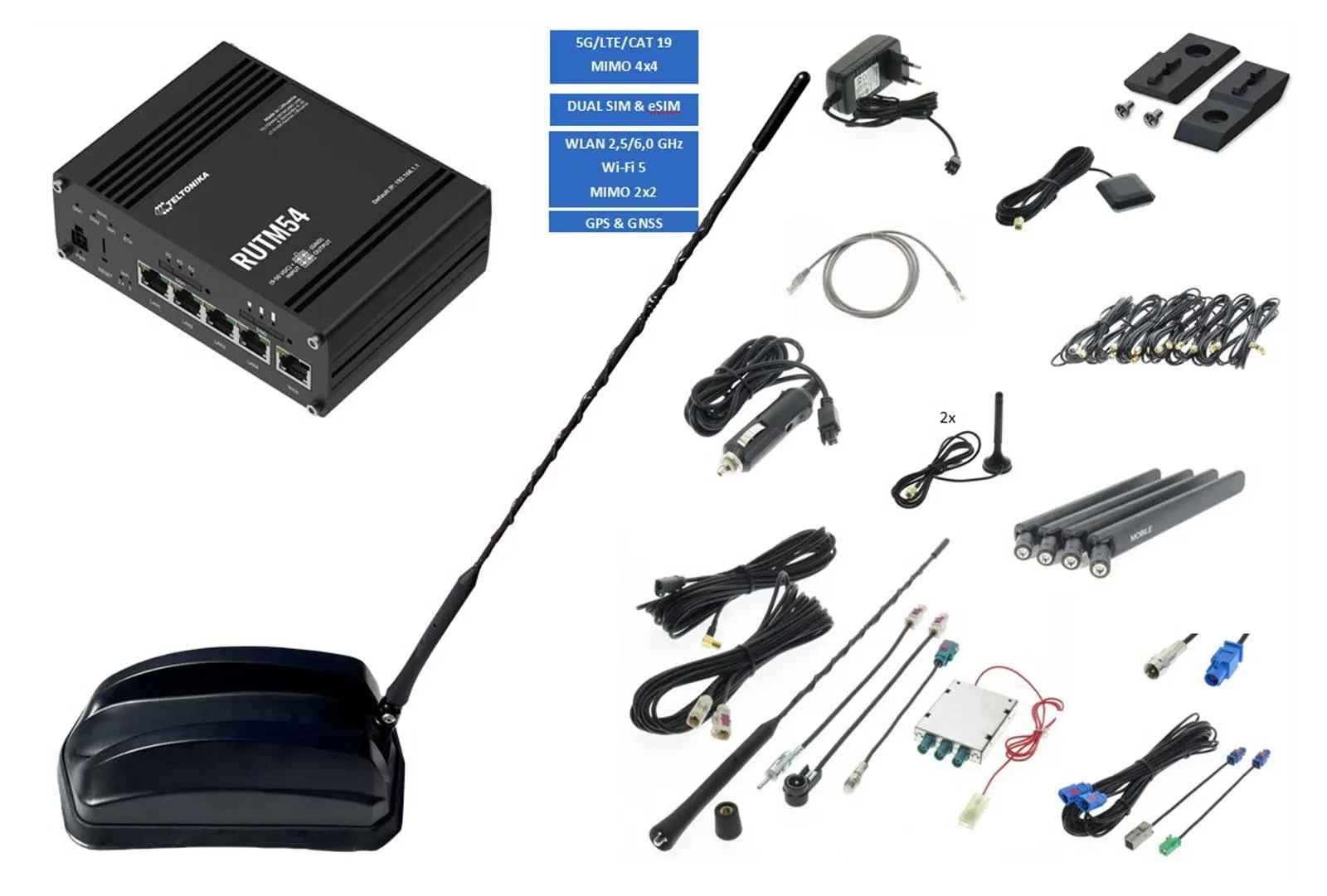 Teltonika 5G LTE WLAN Router RUTM54 ANT615 schwarz ohne Träger TEL-RUTM54-615B-0