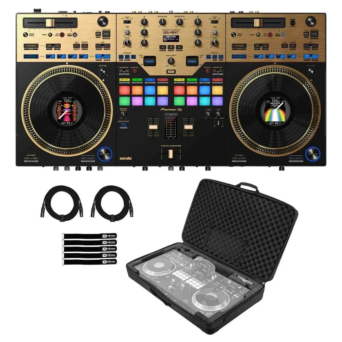 DJ-контроллер с джогом Pioneer DDJ-REV7-N Limited Edition Gold с аксессуарами