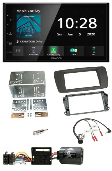 Kenwood Bluetooth Lenkrad DAB USB 2DIN Autoradio für Seat Ibiza ab 08 tuam-grey