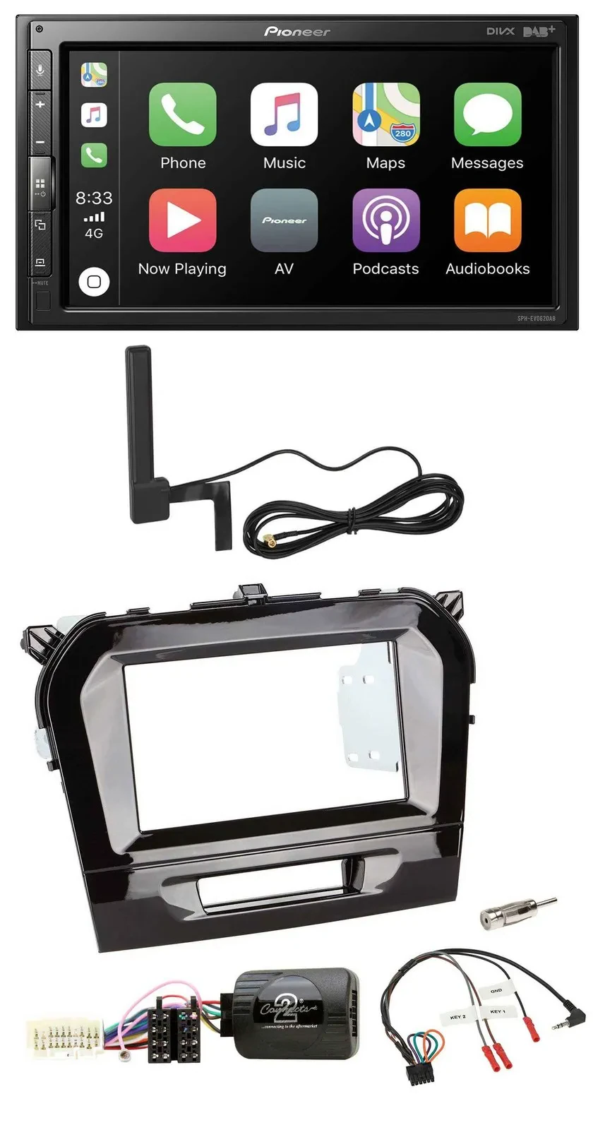 Автомагнитола для Suzuki Vitara (с 2015) Pioneer 2DIN, USB, Bluetooth, DAB, поддержка кнопок на руле