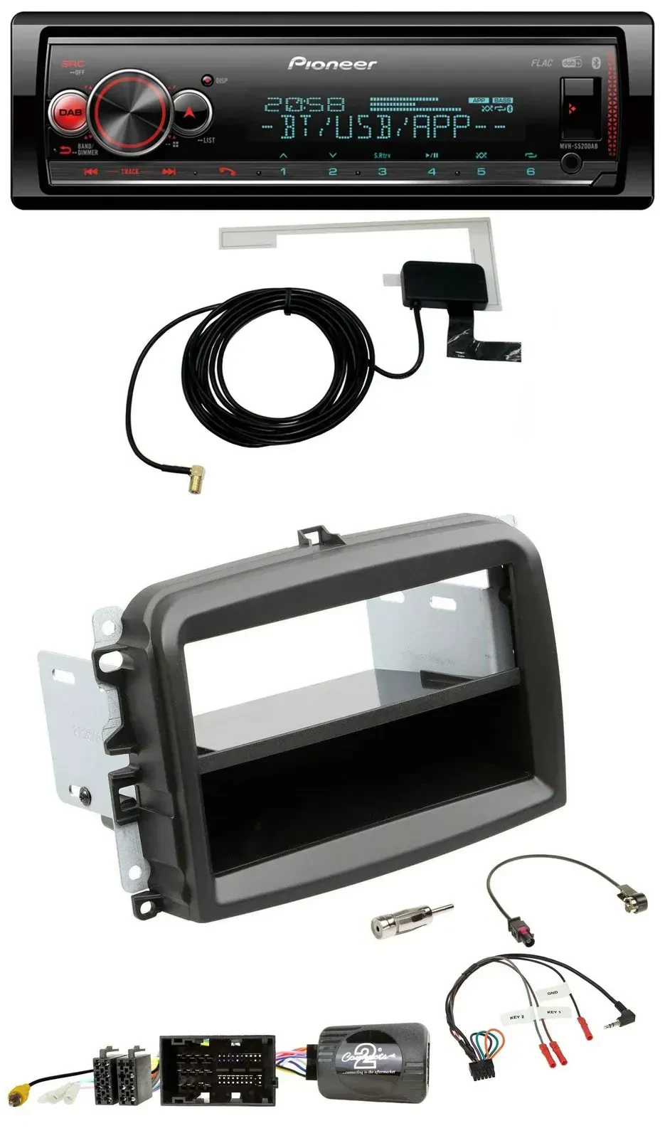 Автомагнитола Pioneer Bluetooth DAB USB для Fiat 500L (с 2012) с поддержкой кнопок на руле