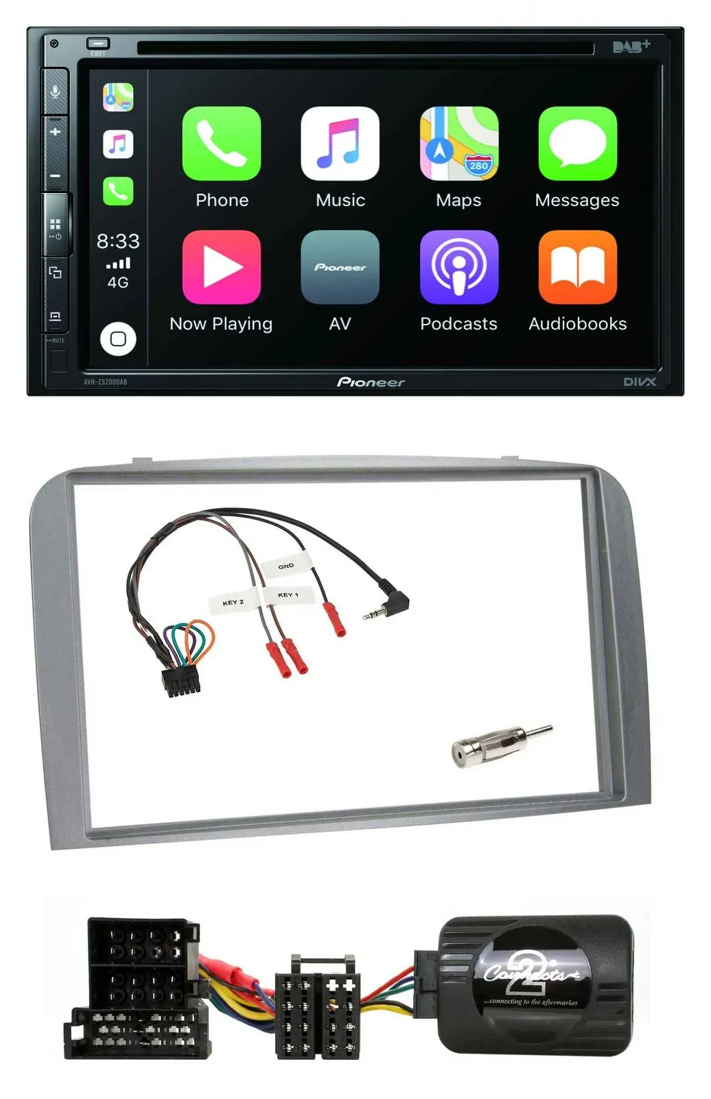 Pioneer DVD 2DIN Lenkrad DAB Bluetooth USB Autoradio für Alfa Romeo 147 GT 04-10