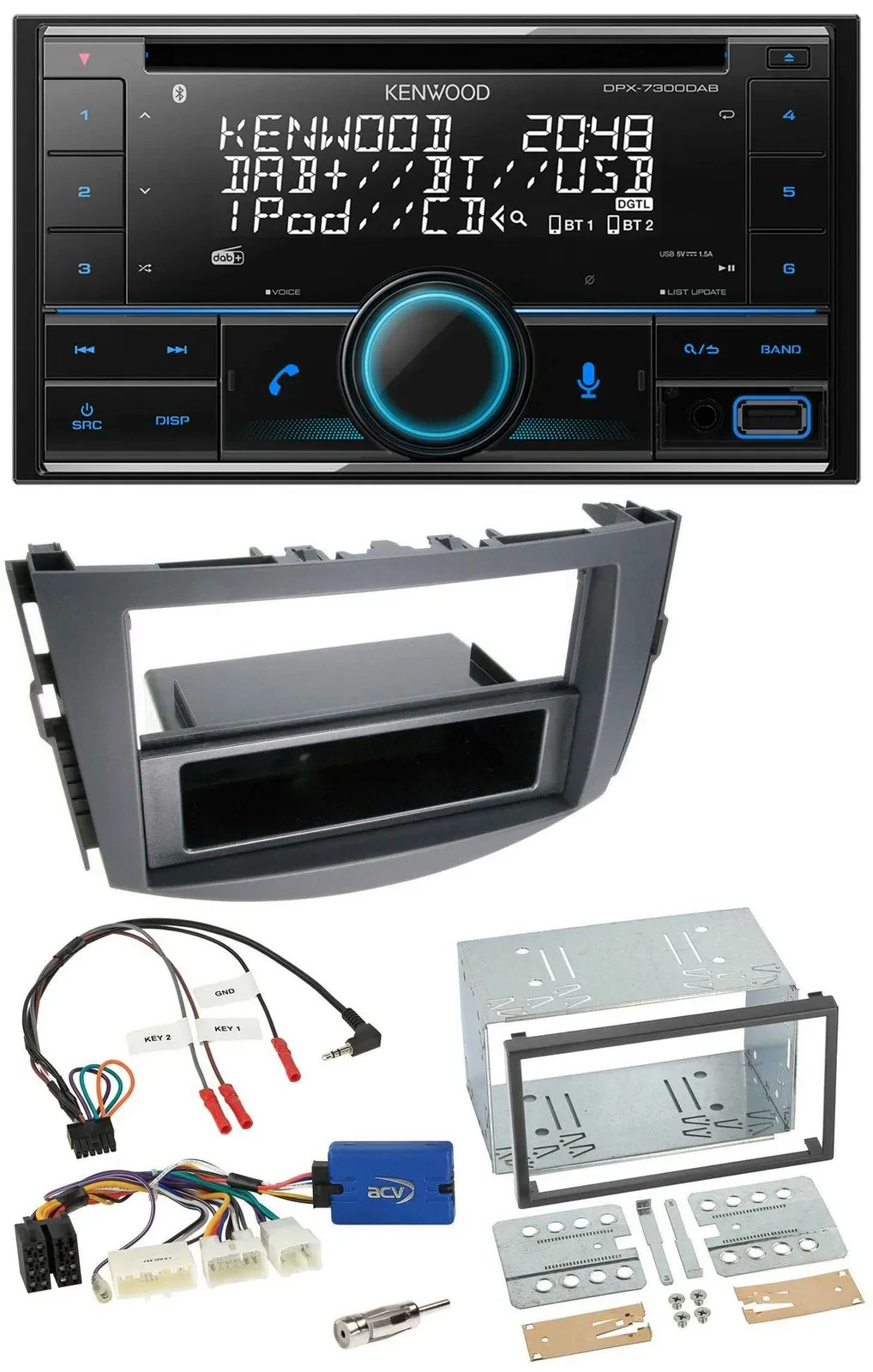 Автомагнитола для Toyota RAV4 Kenwood 2DIN CD DAB USB Bluetooth с поддержкой кнопок на руле