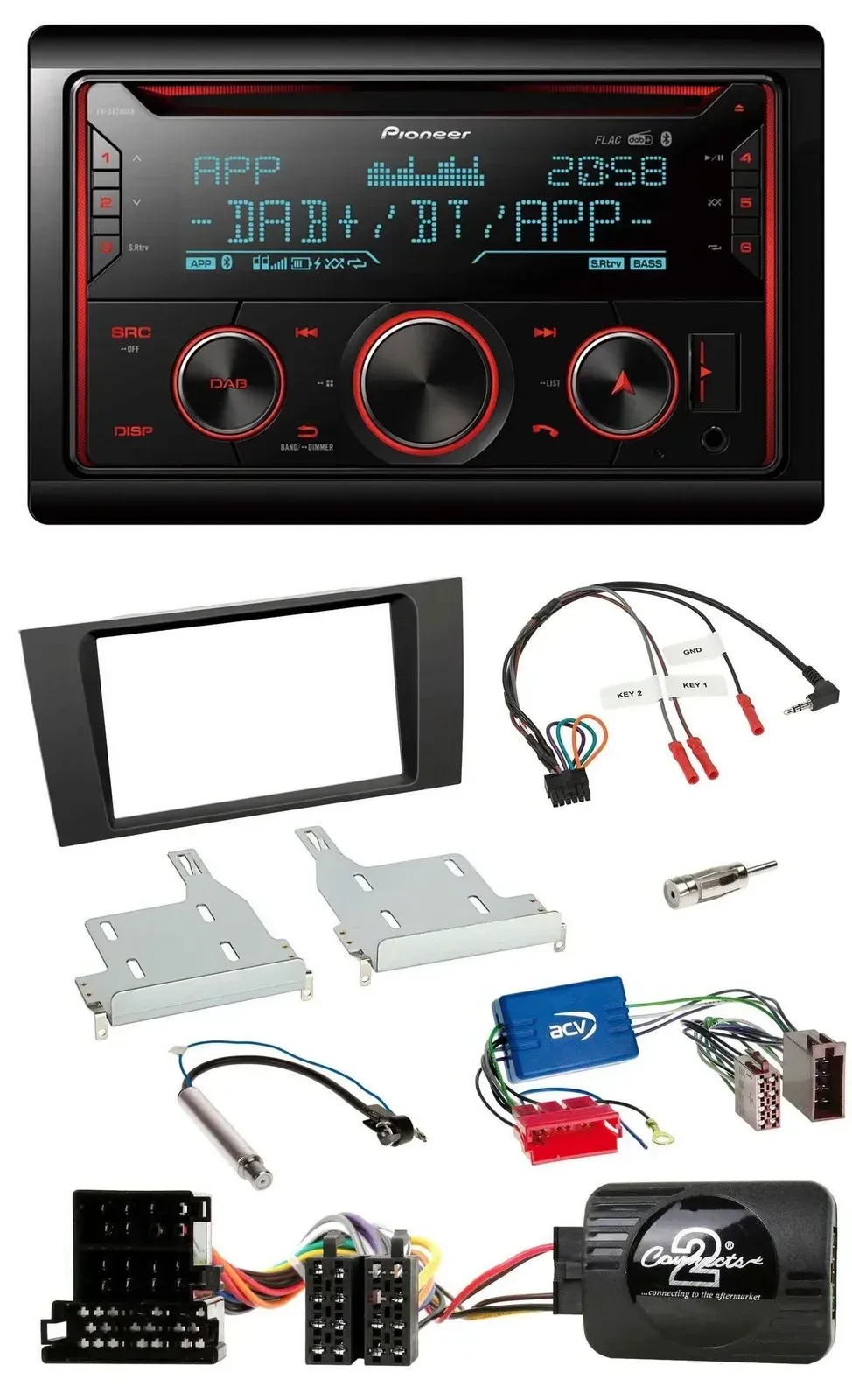 Автомагнитола Pioneer 2DIN DAB Bluetooth USB CD для Audi A4 1999–2001