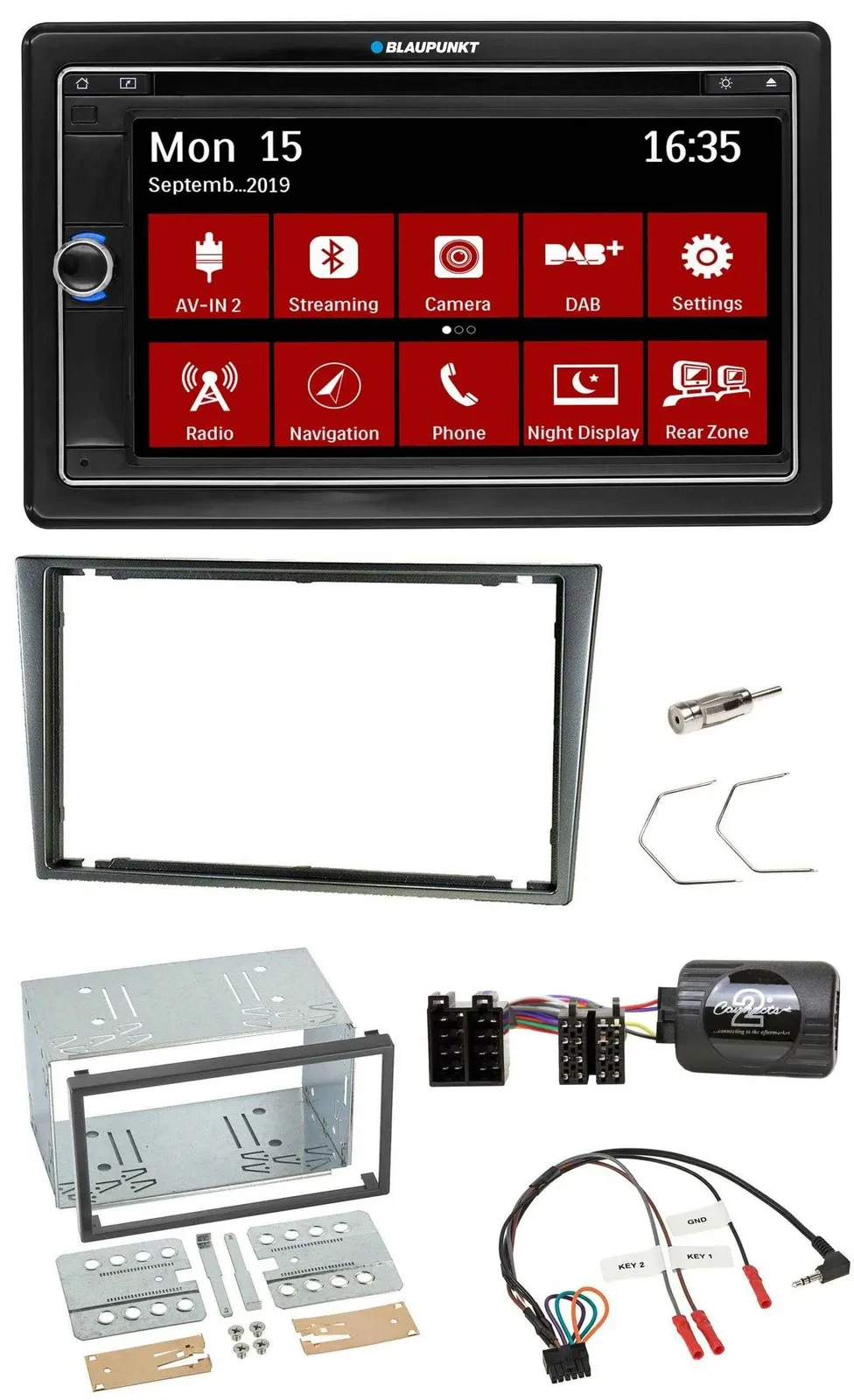 Blaupunkt Lenkrad DAB TMC 2DIN USB Bluetooth Navigation für Opel Corsa C 2000-20