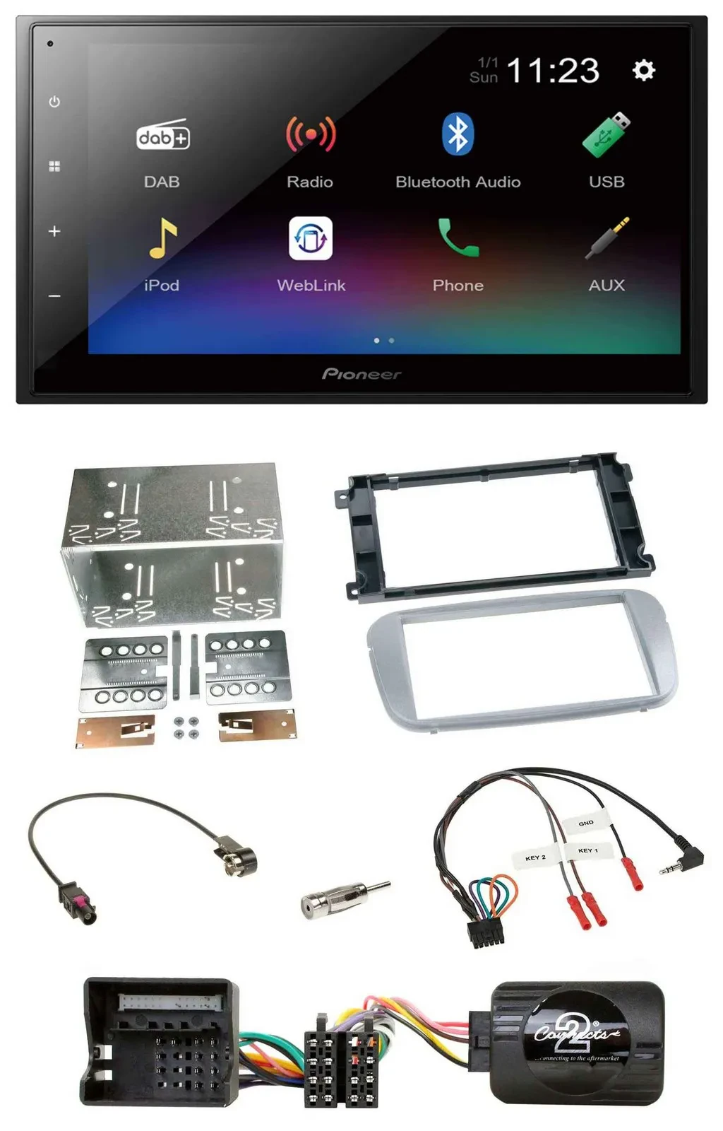 Pioneer USB Bluetooth DAB 2DIN Lenkrad Autoradio für Ford Galaxy C Max Focus Pro
