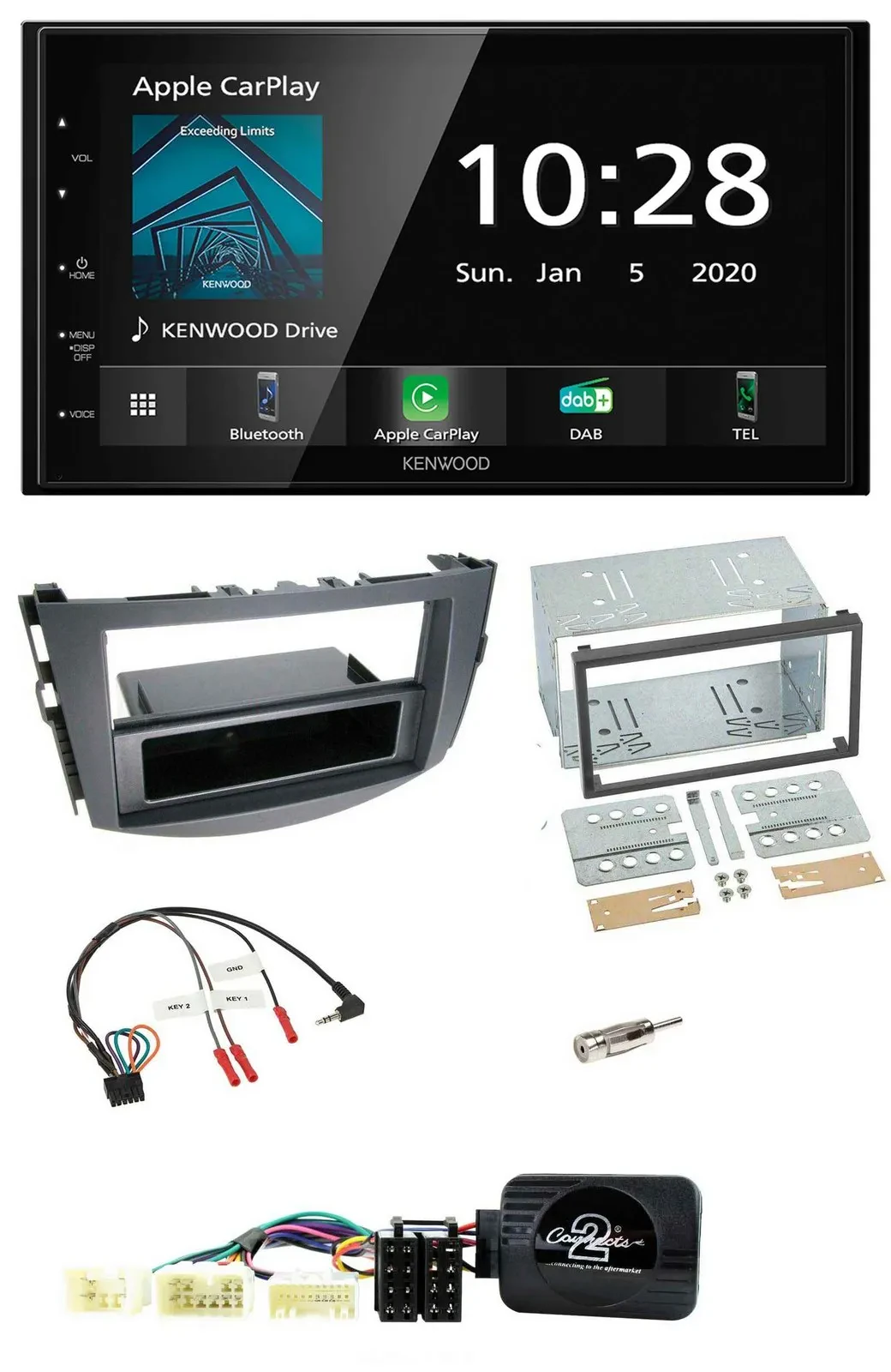 Kenwood Bluetooth Lenkrad DAB USB 2DIN Autoradio für Toyota RAV 4 2006-2011