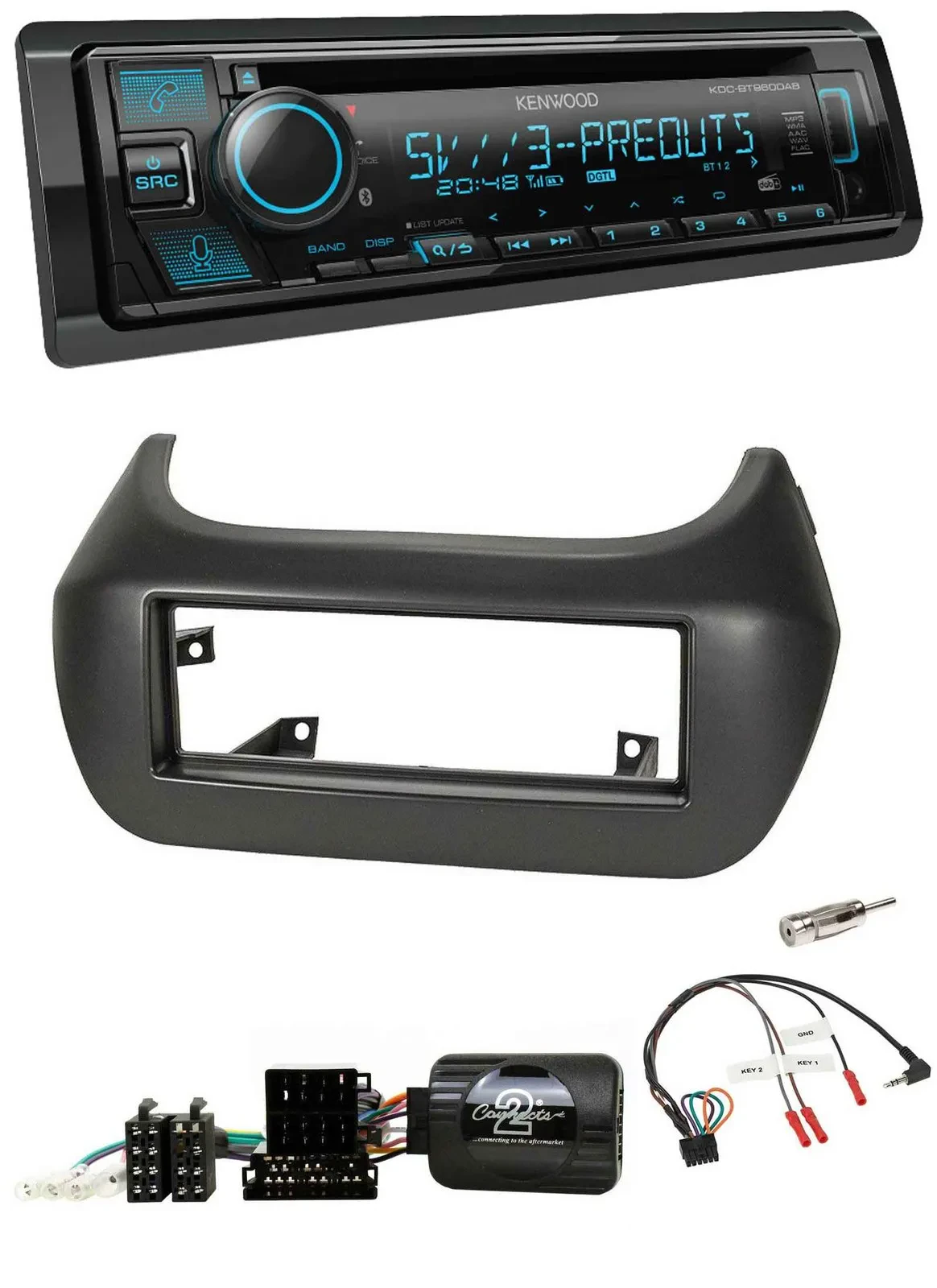 Автомагнитола Kenwood Bluetooth USB CD DAB (для Fiat Fiorino/Citroen Nemo/Peugeot)