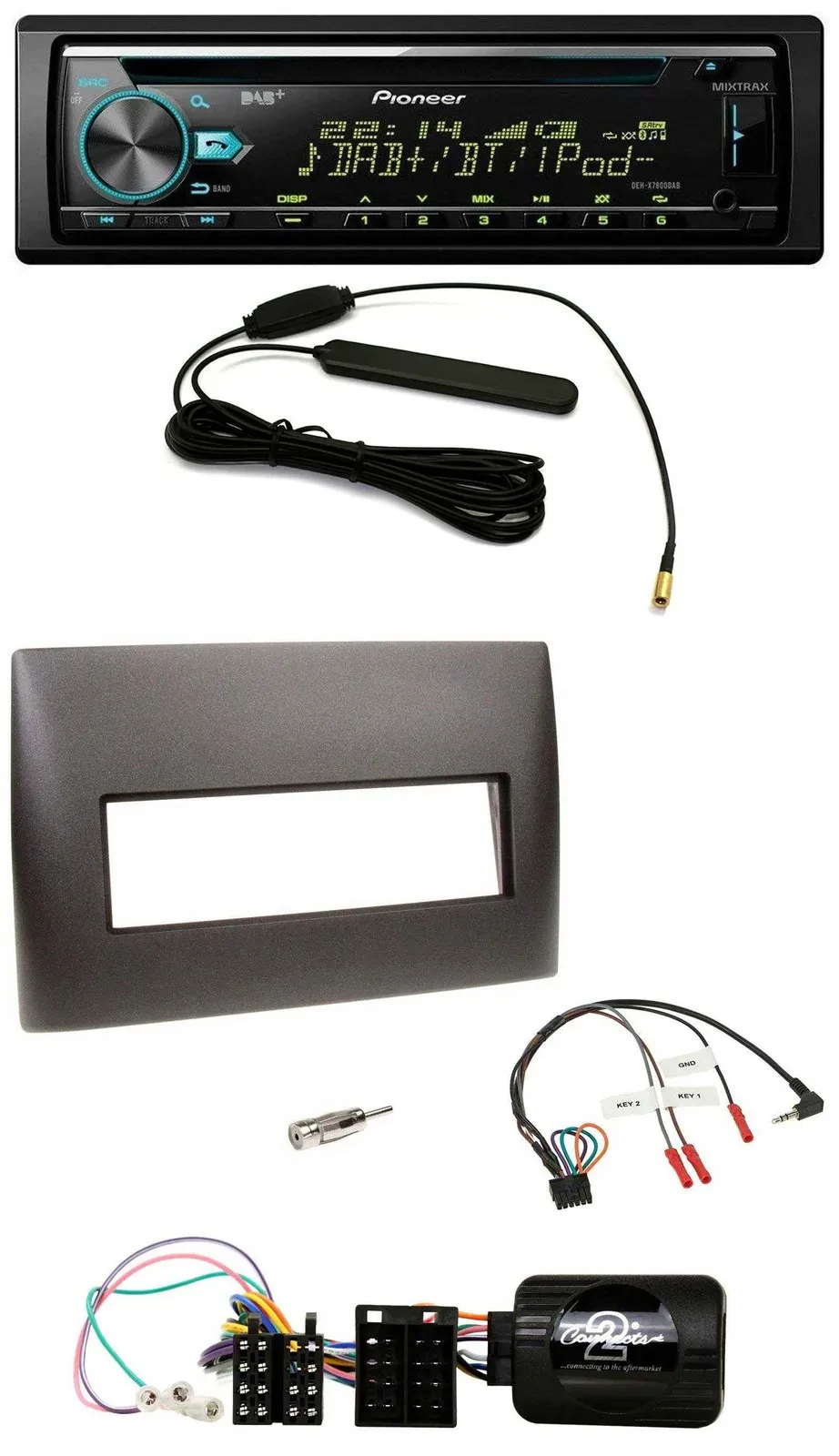 Автомагнитола Pioneer для Fiat Stilo (2001–2007) DAB, USB, CD/MP3, чёрный, поддержка кнопок на руле