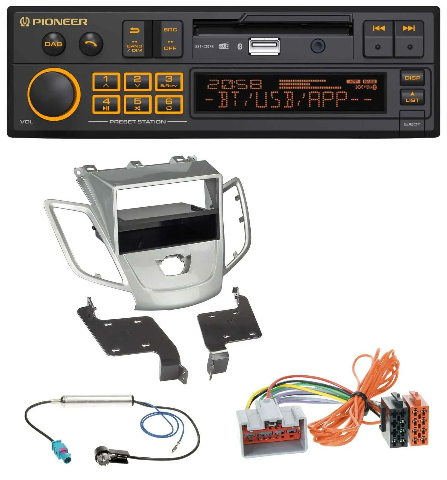Автомагнитола Pioneer DAB, MP3, USB, Bluetooth для Ford Fiesta 2008–2010 (JA8, без дисплея)