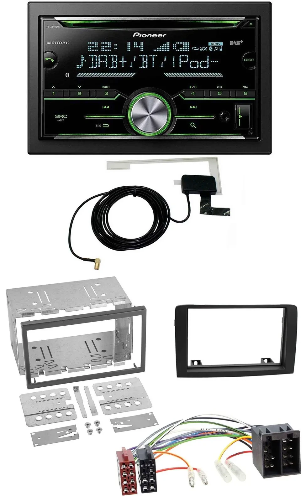 Автомагнитола для Fiat Idea (с 2005) Pioneer CD/USB/MP3, Bluetooth, DAB, 2 DIN, черная
