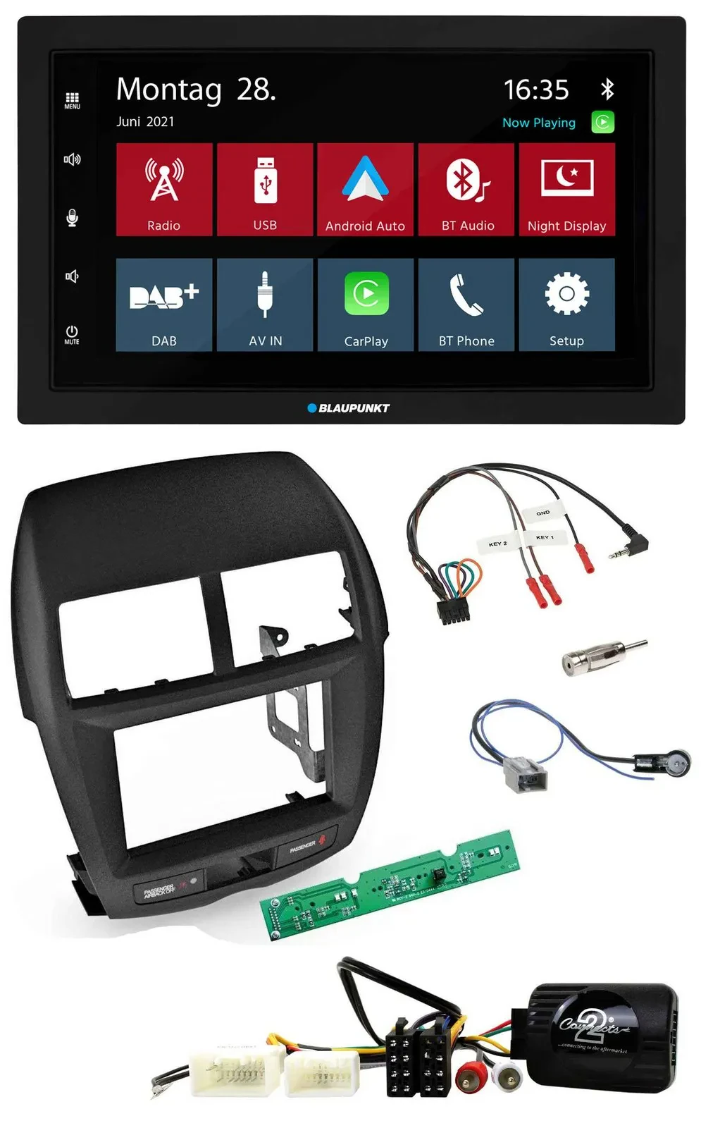 Blaupunkt Lenkrad Bluetooth DAB 2DIN USB Autoradio für Mitsubishi ASX 2010-2014
