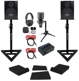 Rockville Home Studio Recording Kit w/ Interface+Monitors+Stands+Mic+Headphones