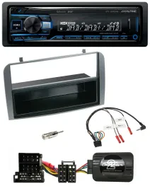 Alpine USB Bluetooth DAB Lenkrad Autoradio für Alfa 147 GT anthrazit Ablage
