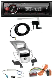 Автомагнитола Pioneer 1-DIN MP3 DAB USB AUX для Ford Fiesta (2008–2010), серебристая