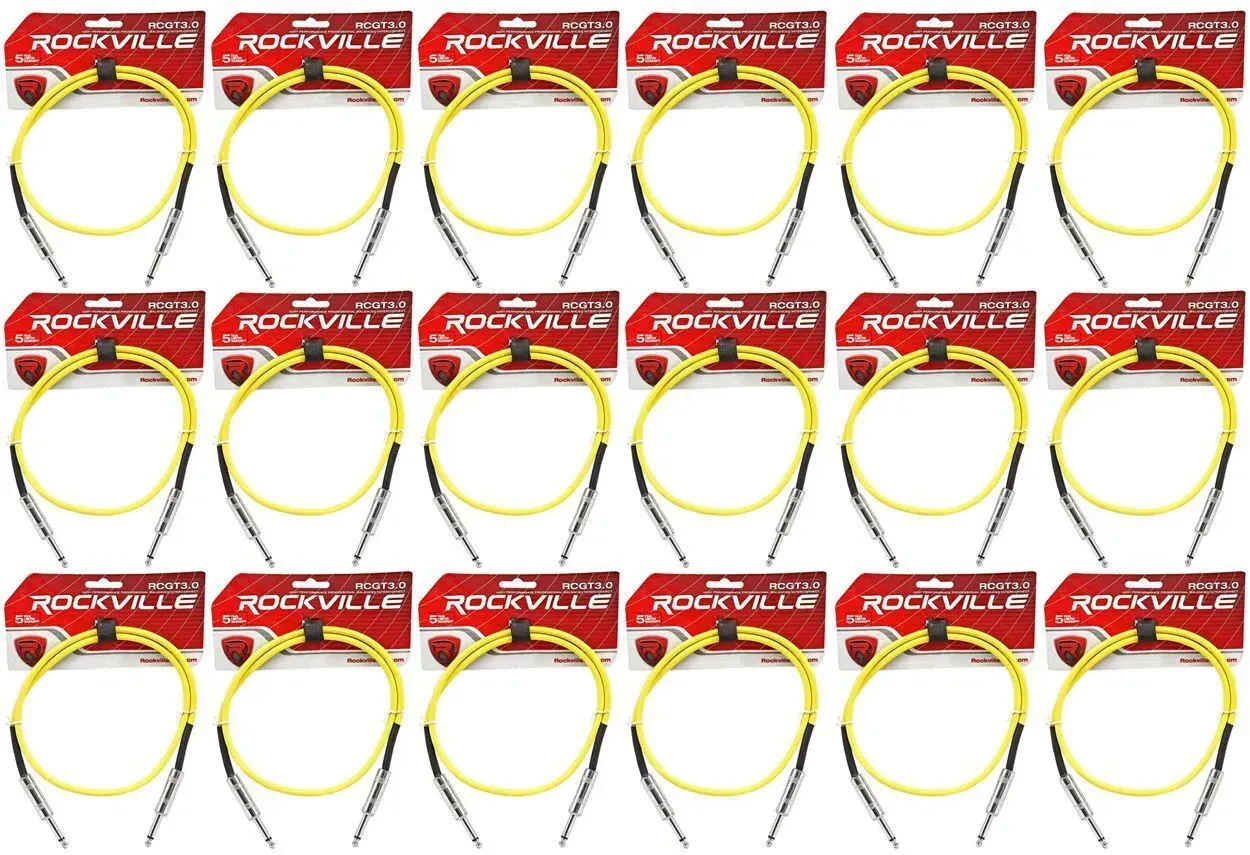 Инструментальный кабель Rockville RCGT3.0Y Yellow 0.9 м (18 штук)