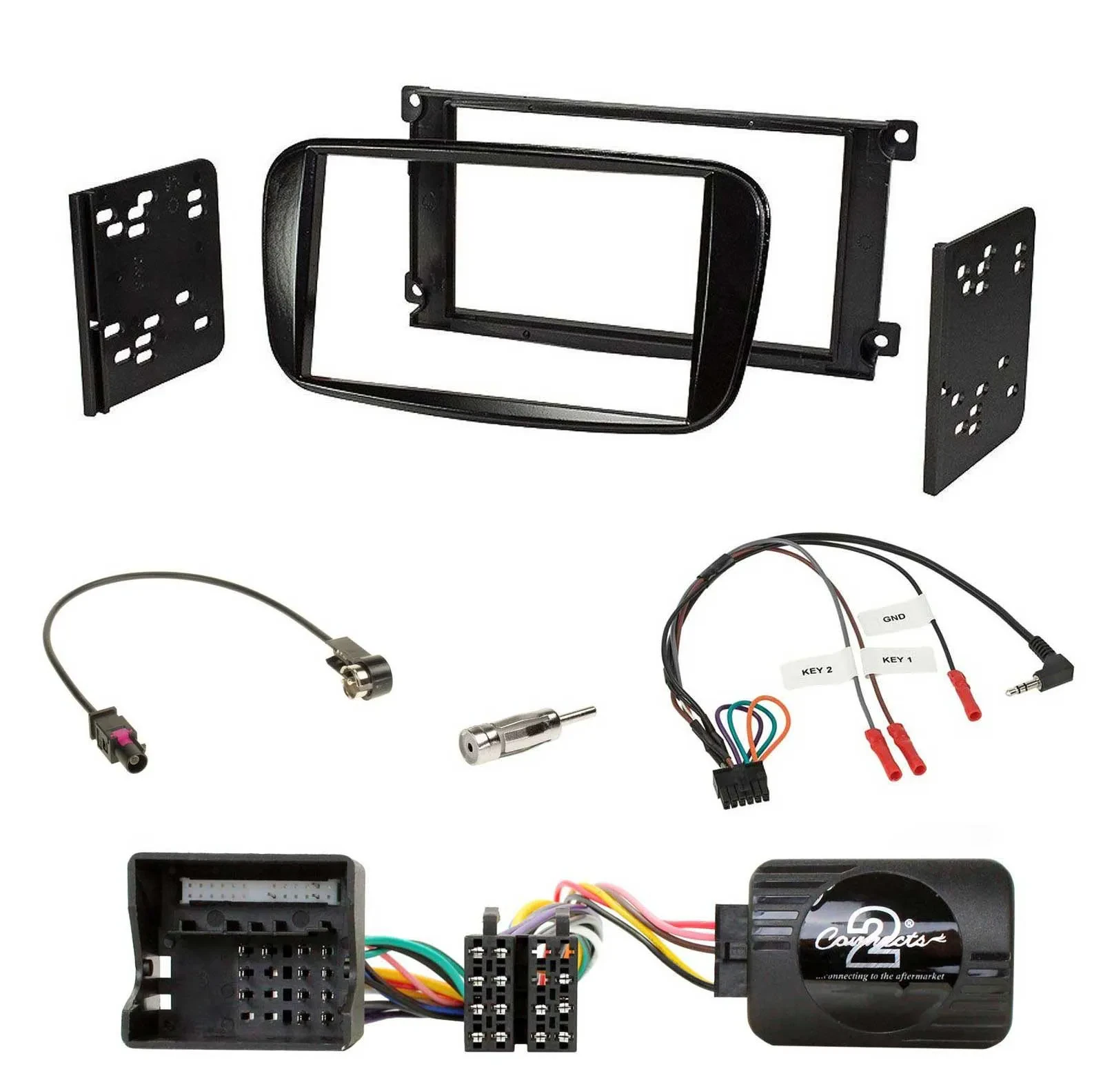 Radioset Lenkradadapter Doppel DIN Autoradio für Ford Mondeo 07-14 S-Max glänz.