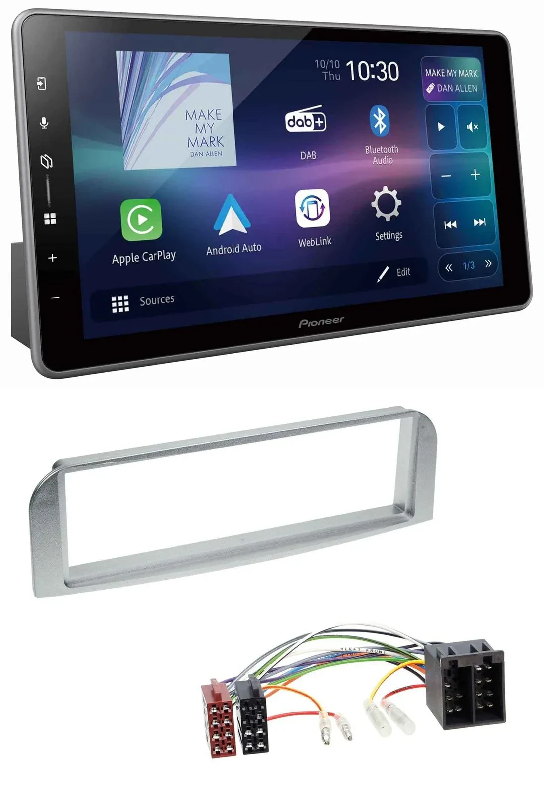 Автомагнитола Pioneer Bluetooth USB DAB MP3 для Alfa Romeo 147/GT, серебристо-серый