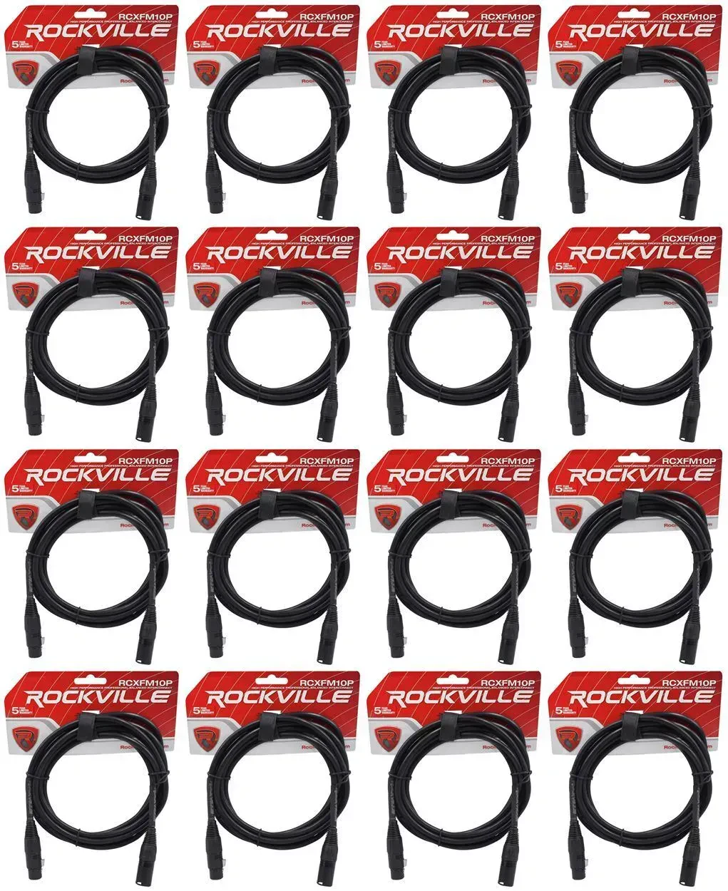 Микрофонный кабель Rockville RCXFM10P-B Black 3 м (16 штук)