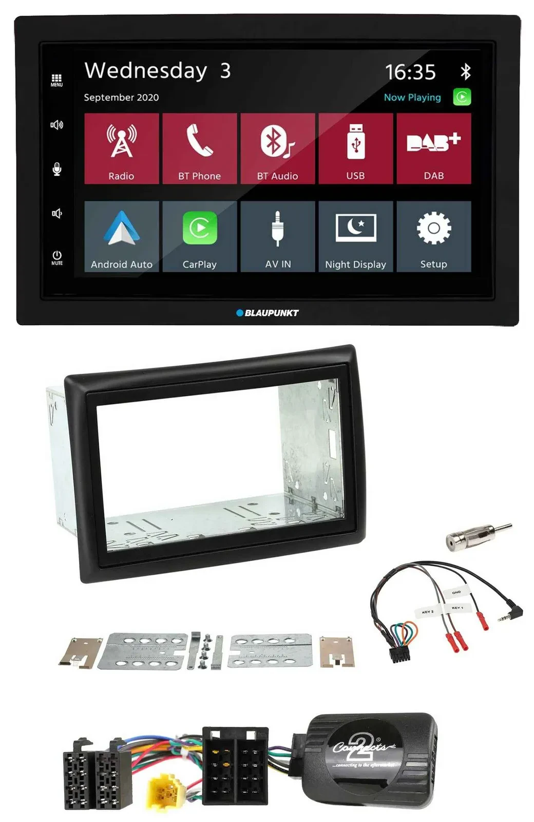 Автомагнитола для Renault Megane II 2005-20 Blaupunkt 2 DIN, DAB, Bluetooth, USB, с поддержкой кнопок на руле