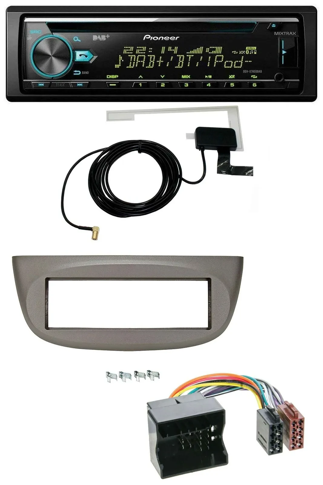 Pioneer MP3 AUX CD USB DAB Autoradio für Renault Twingo 07-14 beige-grau