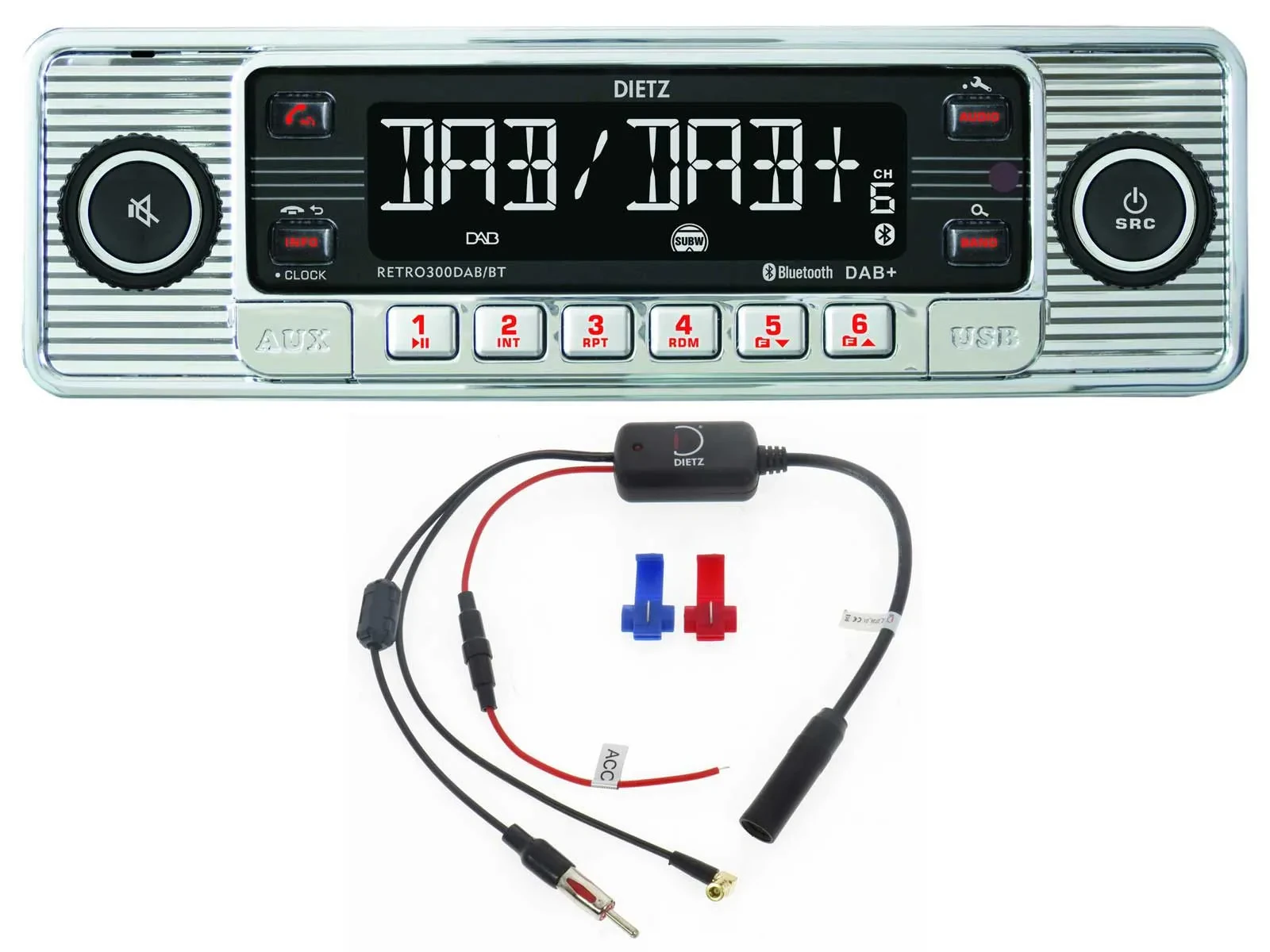 Dietz RETRO300DAB-BT-SPL MP3-Autoradio DAB Bluetooth USB AUX-IN inkl. DAB Splitt