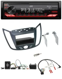 JVC Bluetooth USB DAB Lenkrad Autoradio für Ford C-Max Kuga dunkelgrau