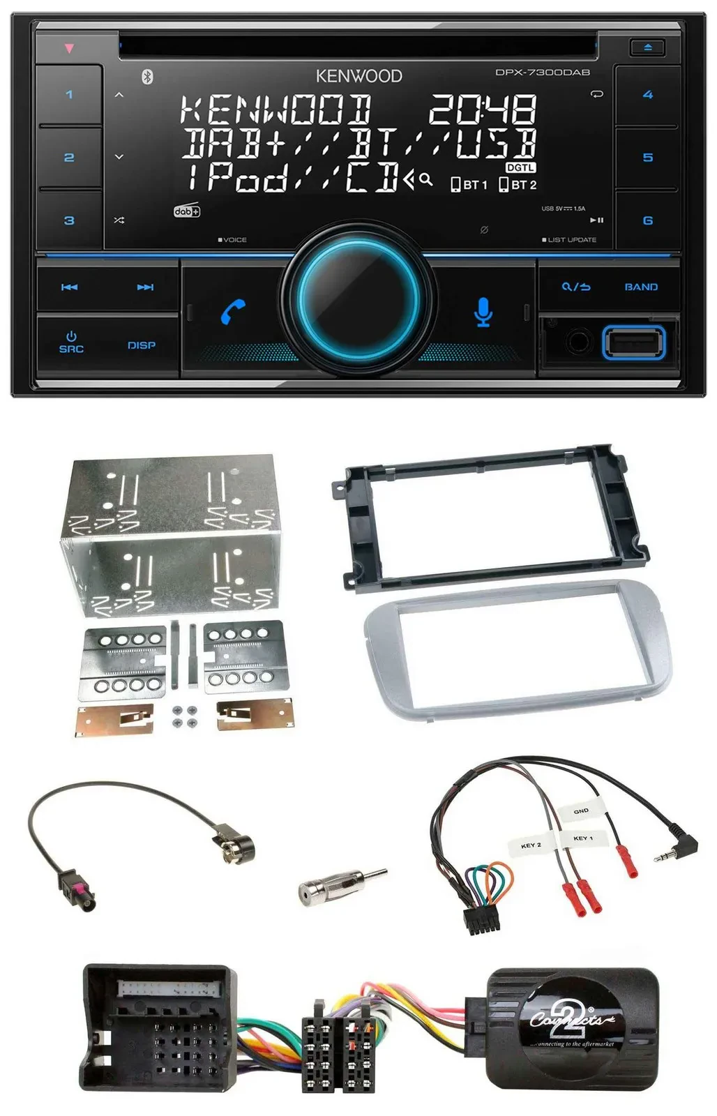 Kenwood CD 2DIN DAB USB Lenkrad Bluetooth Autoradio für Ford Galaxy C Max Focus