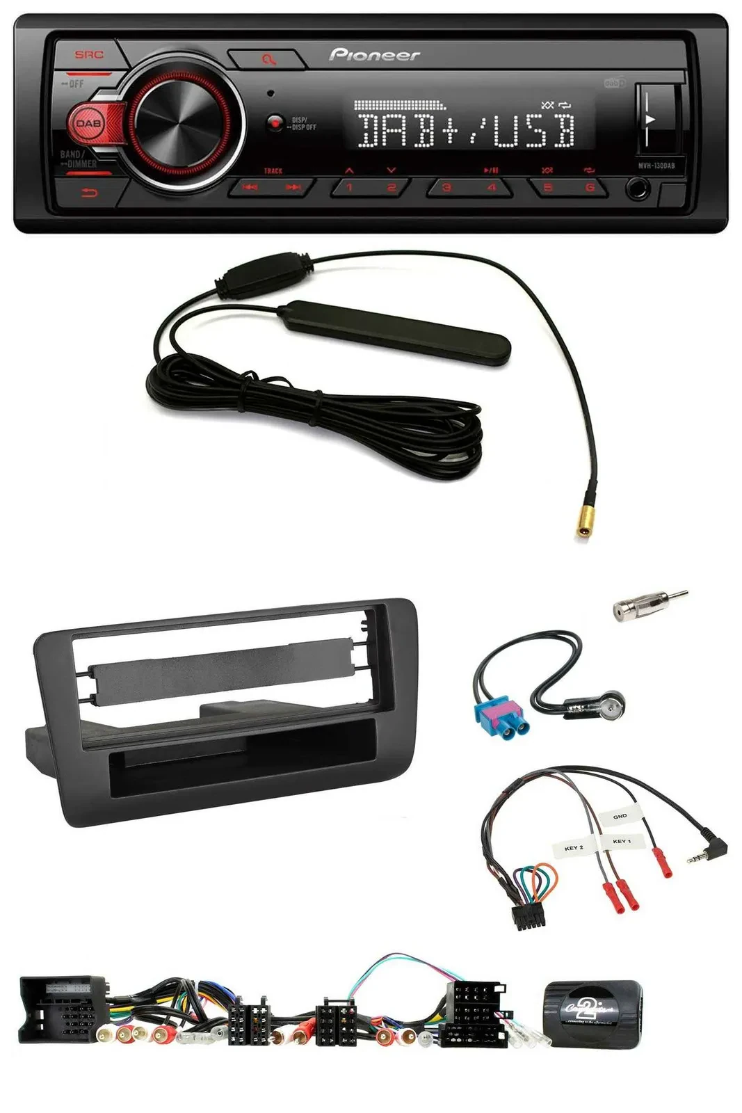 Pioneer MP3 DAB 1DIN Lenkrad USB Autoradio für Audi A1 (2010-2019)