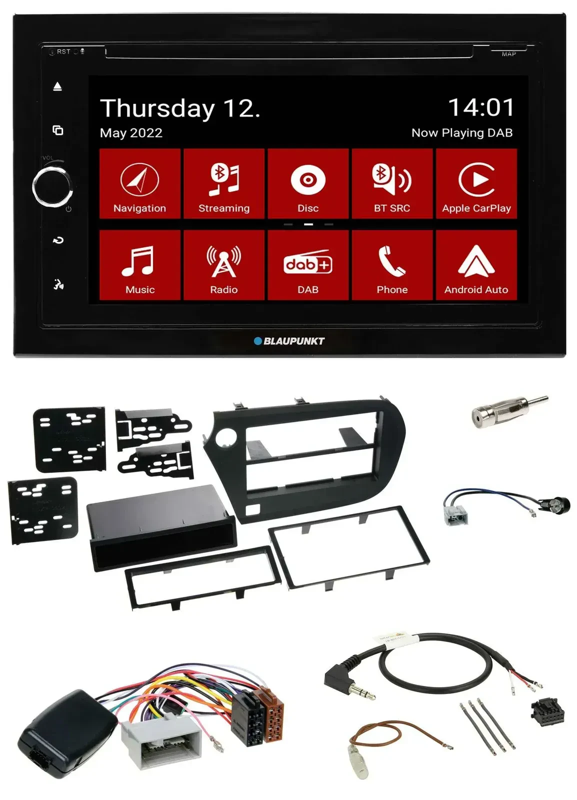 Автомагнитола Blaupunkt 2DIN Bluetooth USB с навигацией, DAB, TMC, поддержка кнопок на руле для Honda Insight ZE2