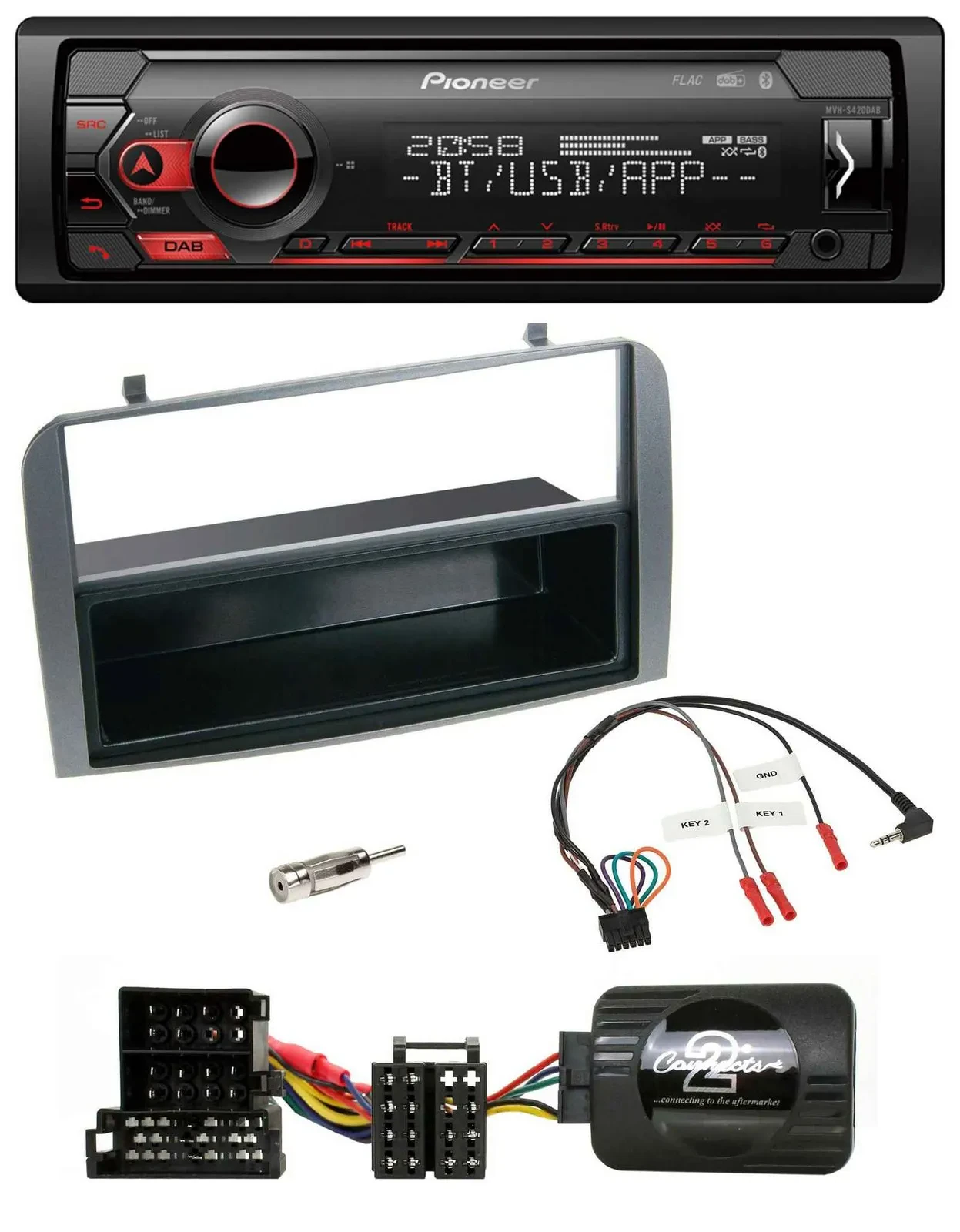 Автомагнитола Pioneer USB DAB Bluetooth для Alfa Romeo 147/GT, антрацит, с нишей