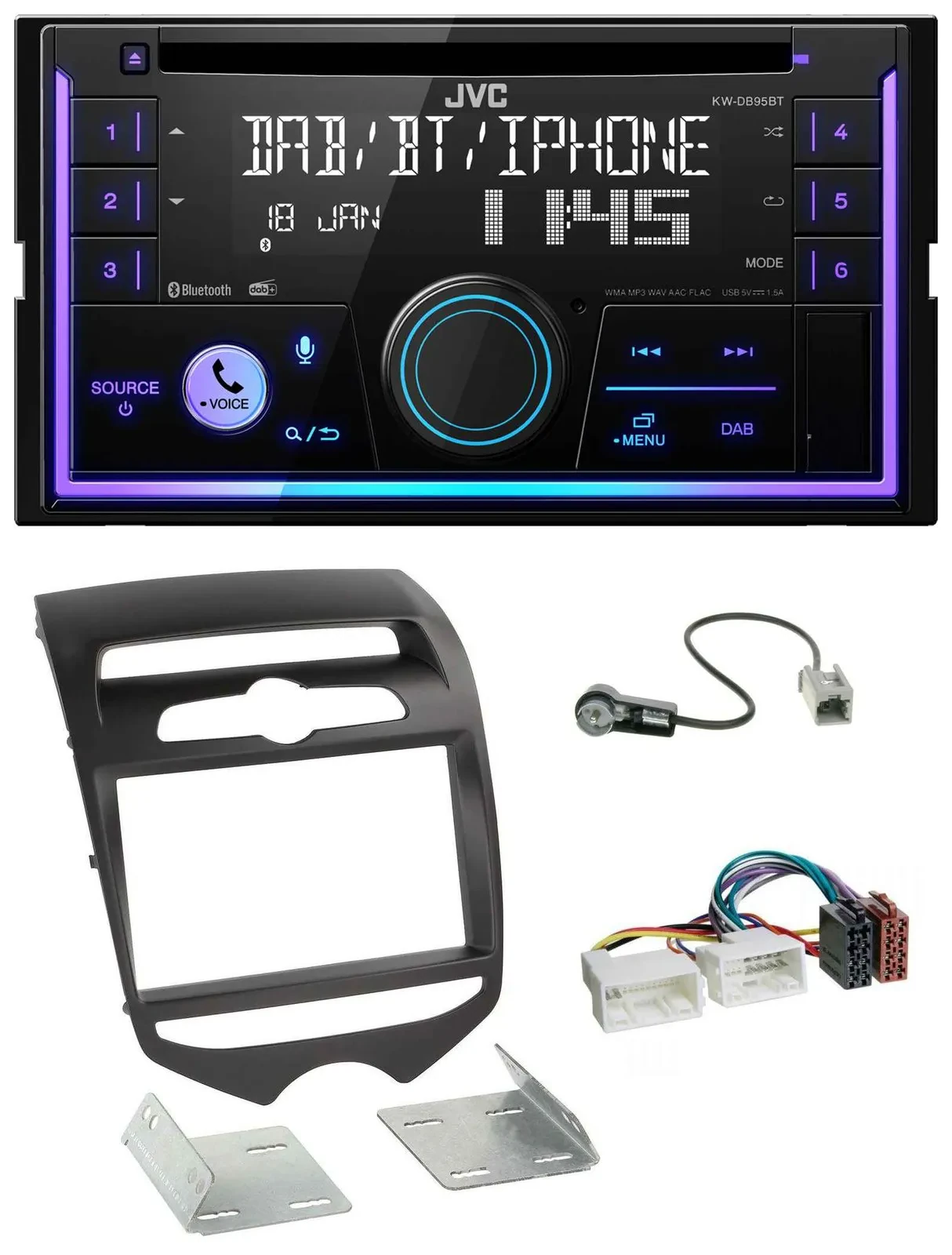 JVC MP3 USB 2DIN DAB Bluetooth CD Autoradio für Hyundai ix20 ab 2010 man. Klima