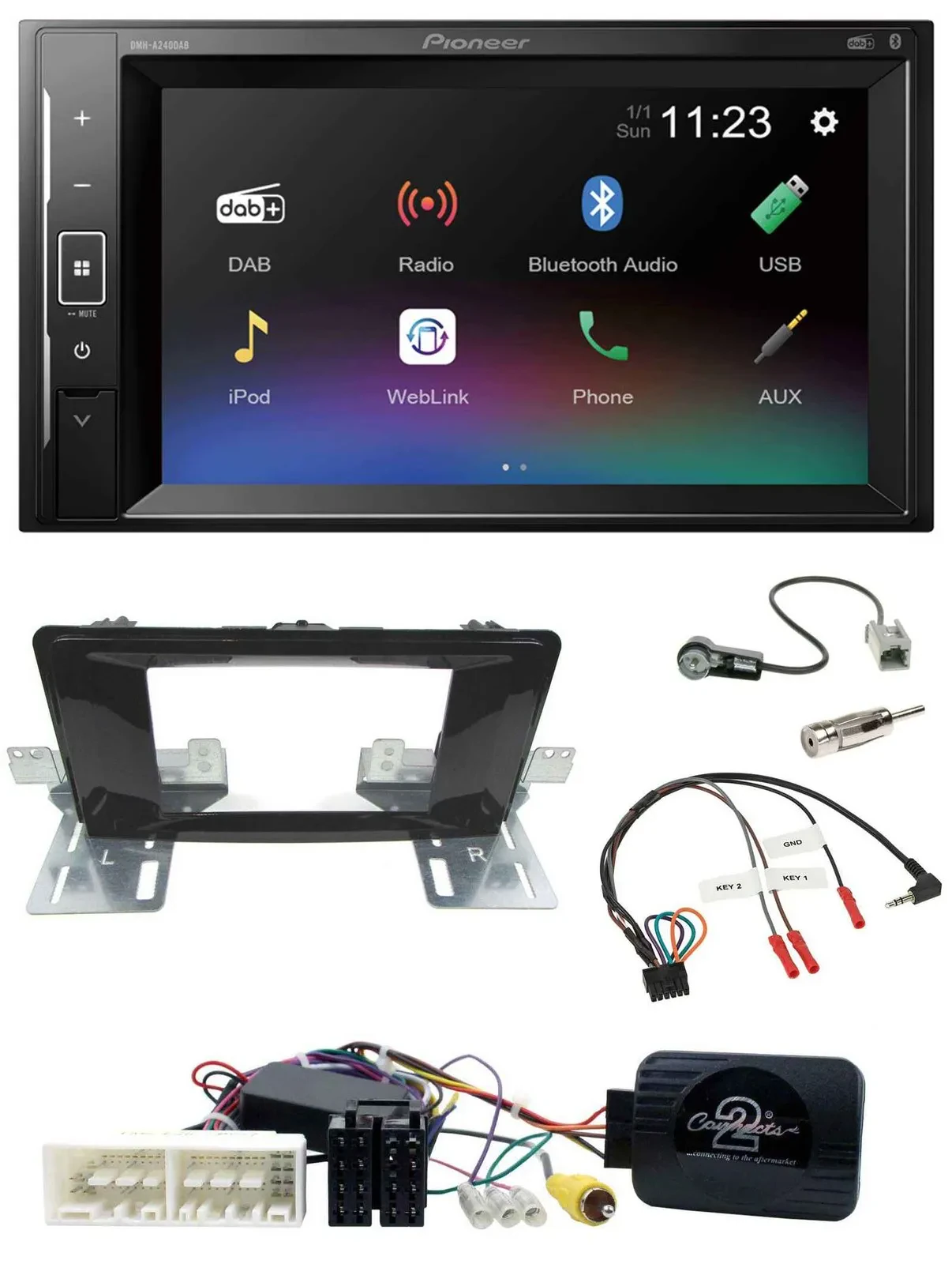 Pioneer DAB Lenkrad 2DIN Bluetooth USB Autoradio für Hyundai H 350 ab 2016