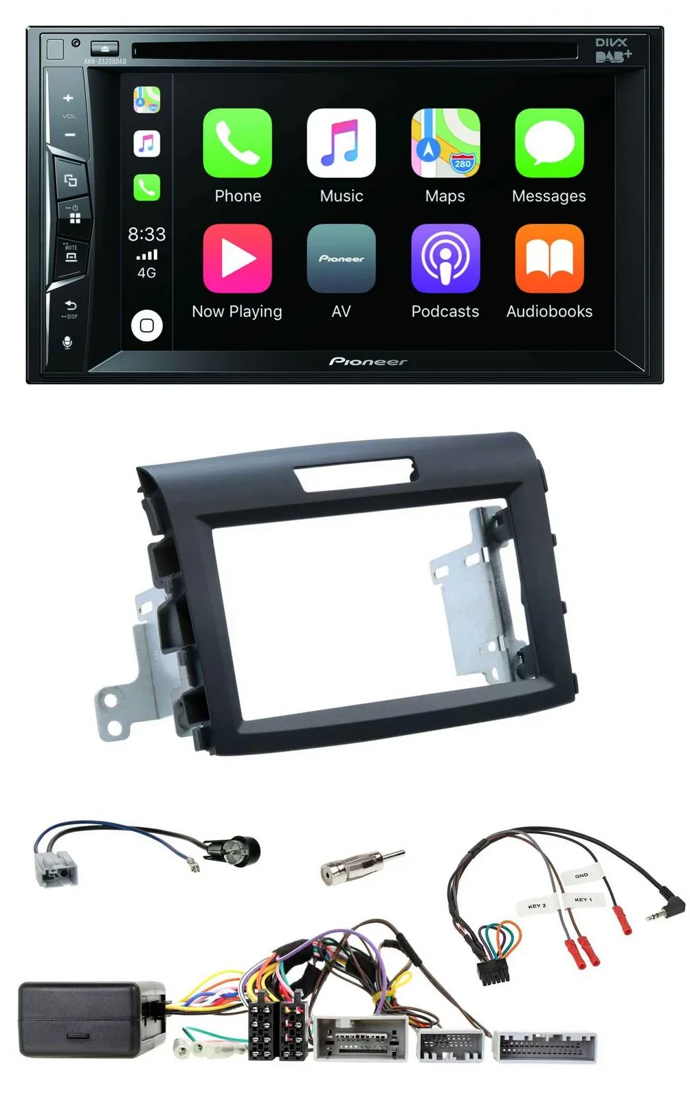 Pioneer Lenkrad USB DVD Bluetooth DAB 2DIN Autoradio für Honda CR-V FR5/FR6 ab 2