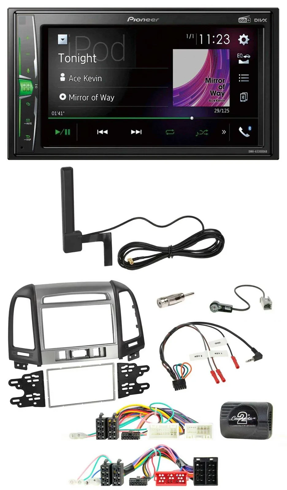 Pioneer MP3 DAB Lenkrad 2DIN Bluetooth Autoradio für Hyundai Santa Fe 10-12 3 Sc