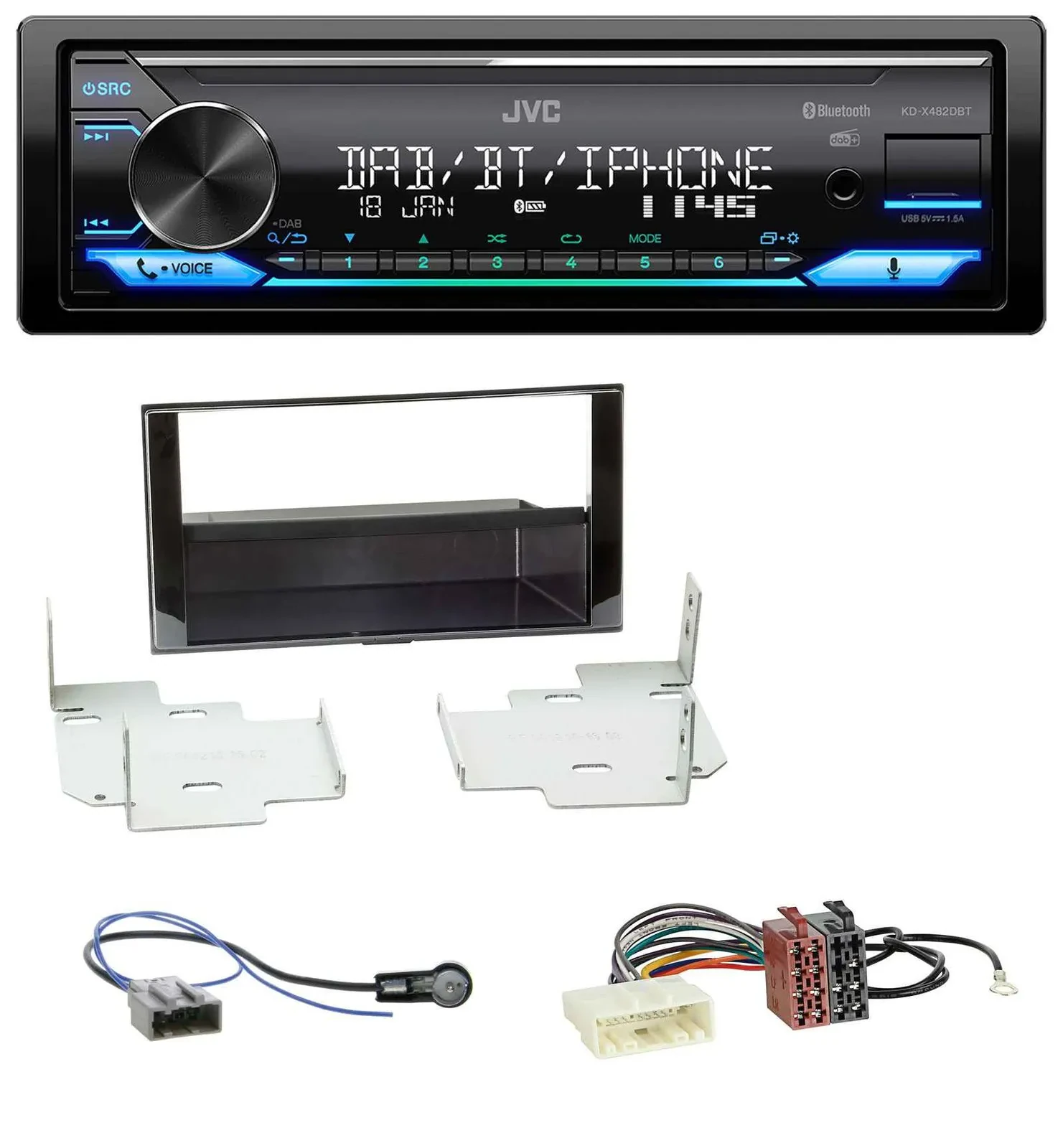 JVC Bluetooth DAB USB MP3 Autoradio für Nissan Micra (2013-2017) piano
