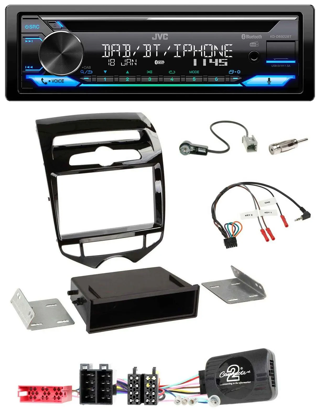 JVC Bluetooth Lenkrad USB DAB CD Autoradio für Hyundai ix20 ab 2010 autom. Klima