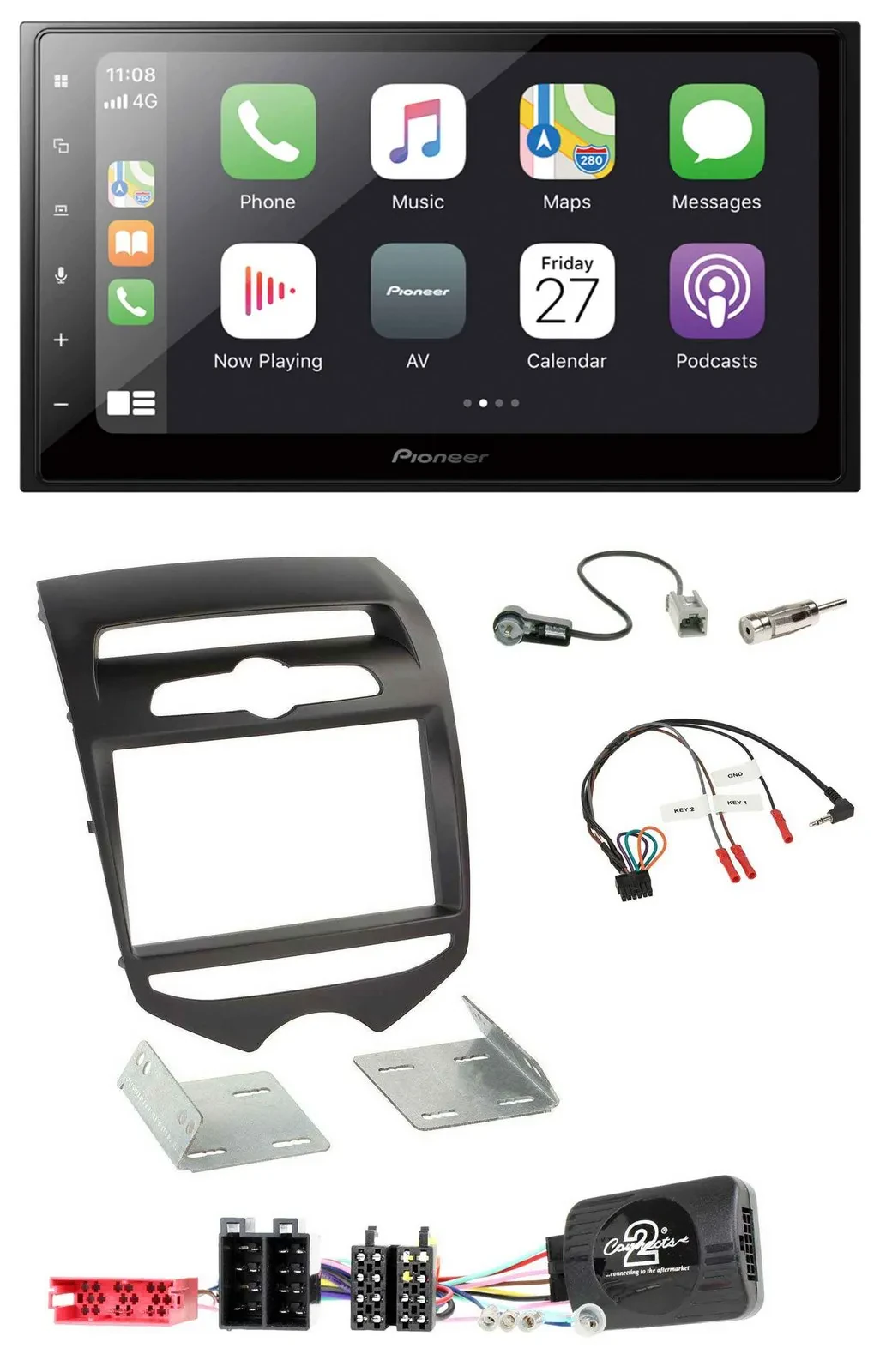 Pioneer Lenkrad Bluetooth DAB 2DIN USB Autoradio für Hyundai ix20 ab 2010 man. K