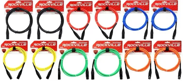 Микрофонный кабель Rockville RCXFM6P Multicolor 1.8 м (12 штук)