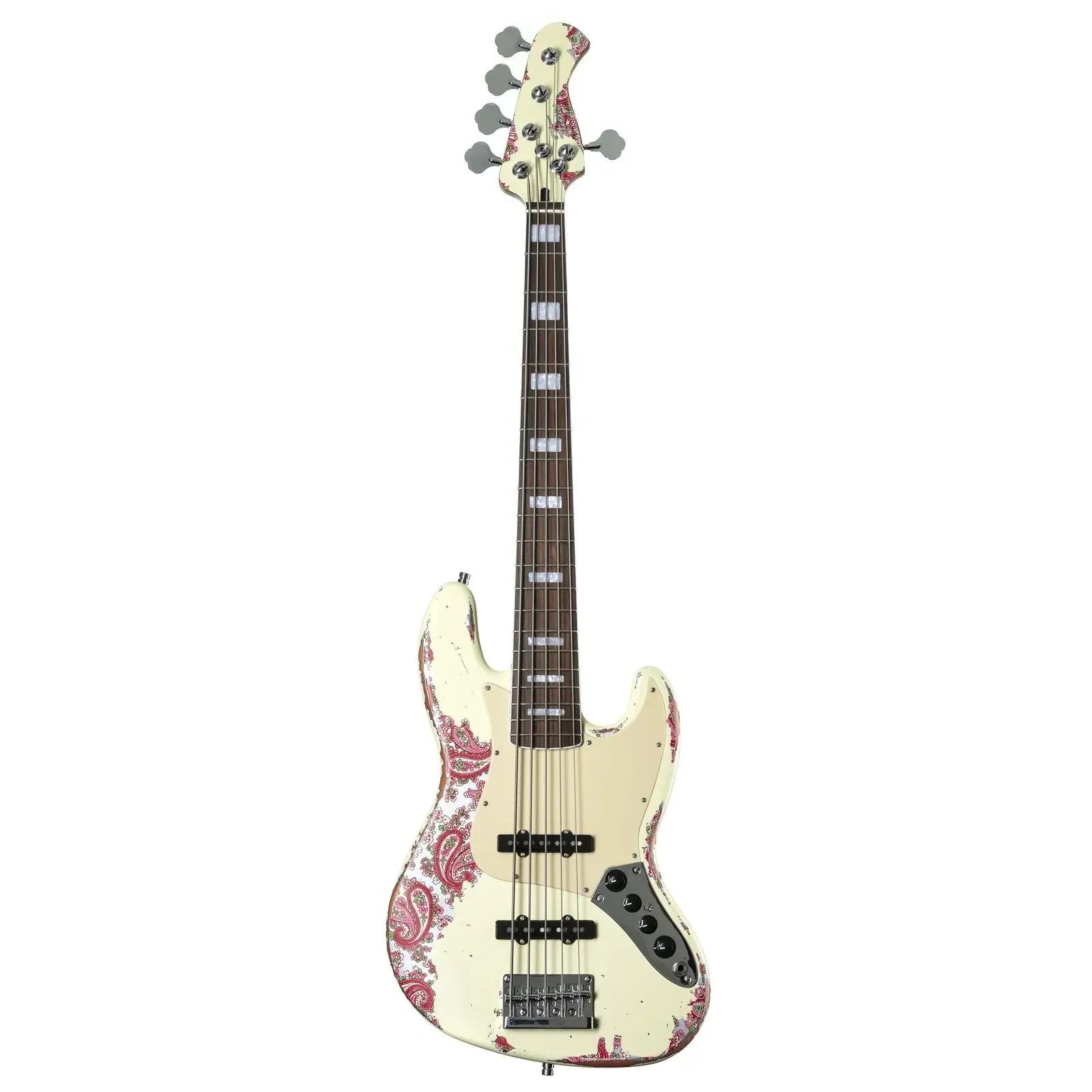 Бас-гитара Fame Audio Custom JB 5 Worn Vintage White Over Pink Paisley