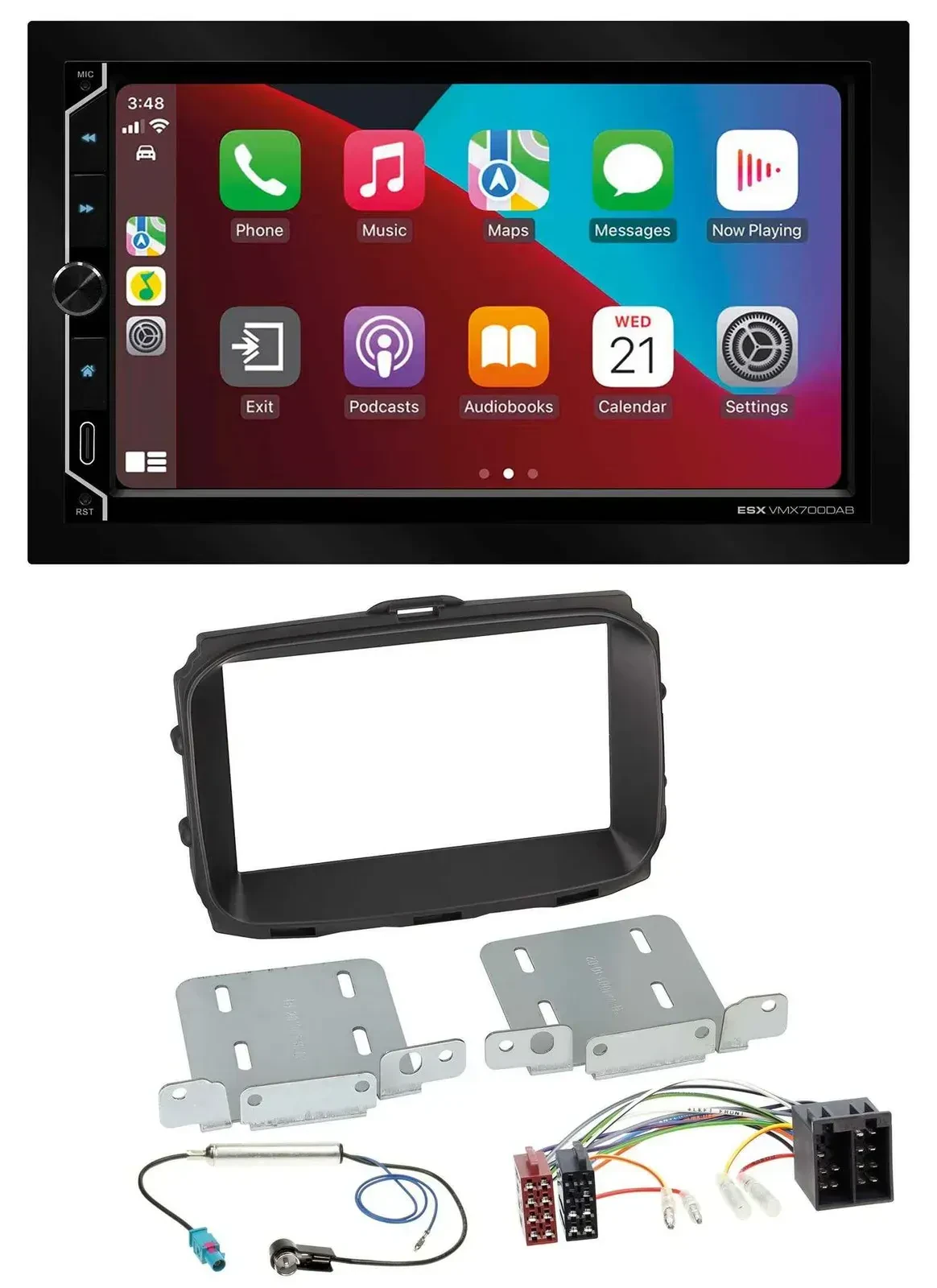 Автомагнитола ESX 2DIN, DAB, USB, MP3, Bluetooth, для Alfa Romeo Giulietta (2013–2021), ISO, черная