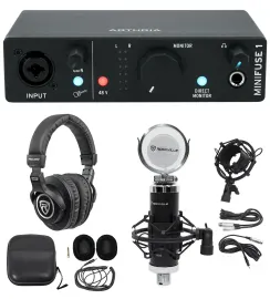 Arturia Minifuse 1 Black Portable Solo Audio Recording Interface+Mic+Headphones