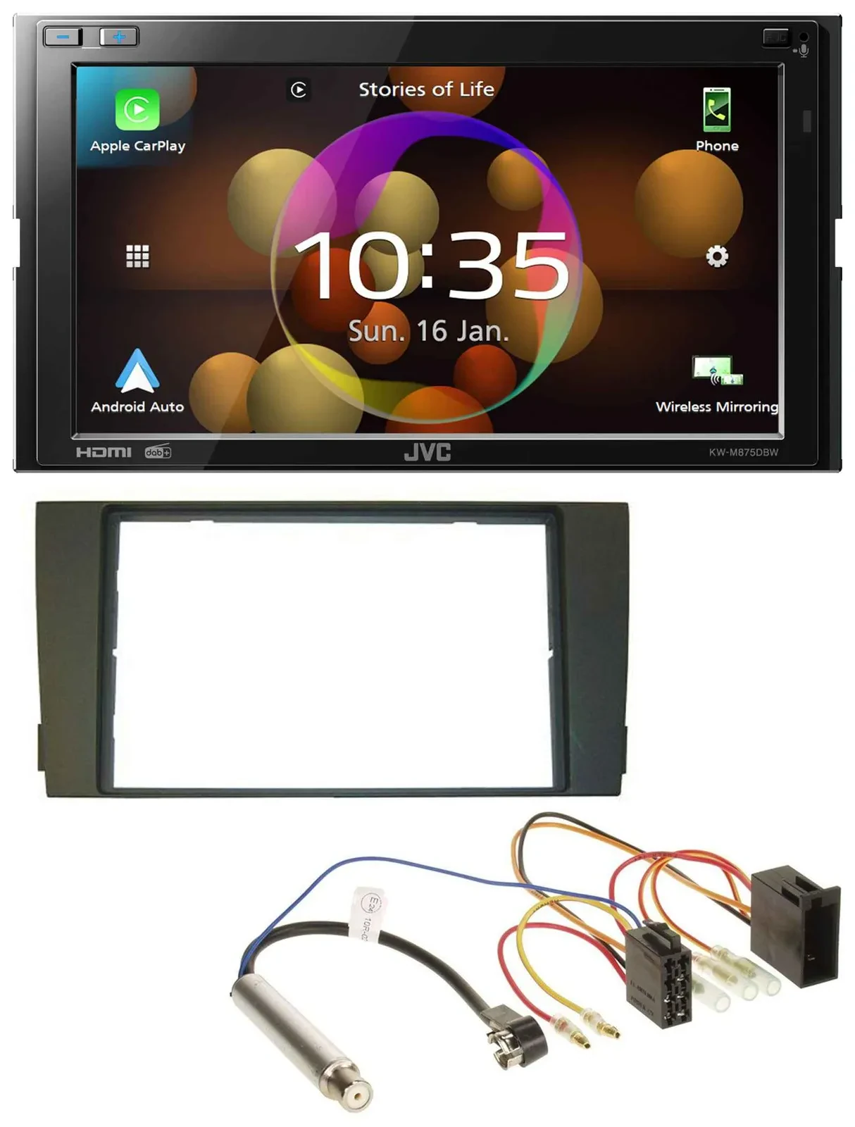 JVC DAB MP3 2DIN Bluetooth USB Autoradio für Audi A6 C5 2001-2005 ISO