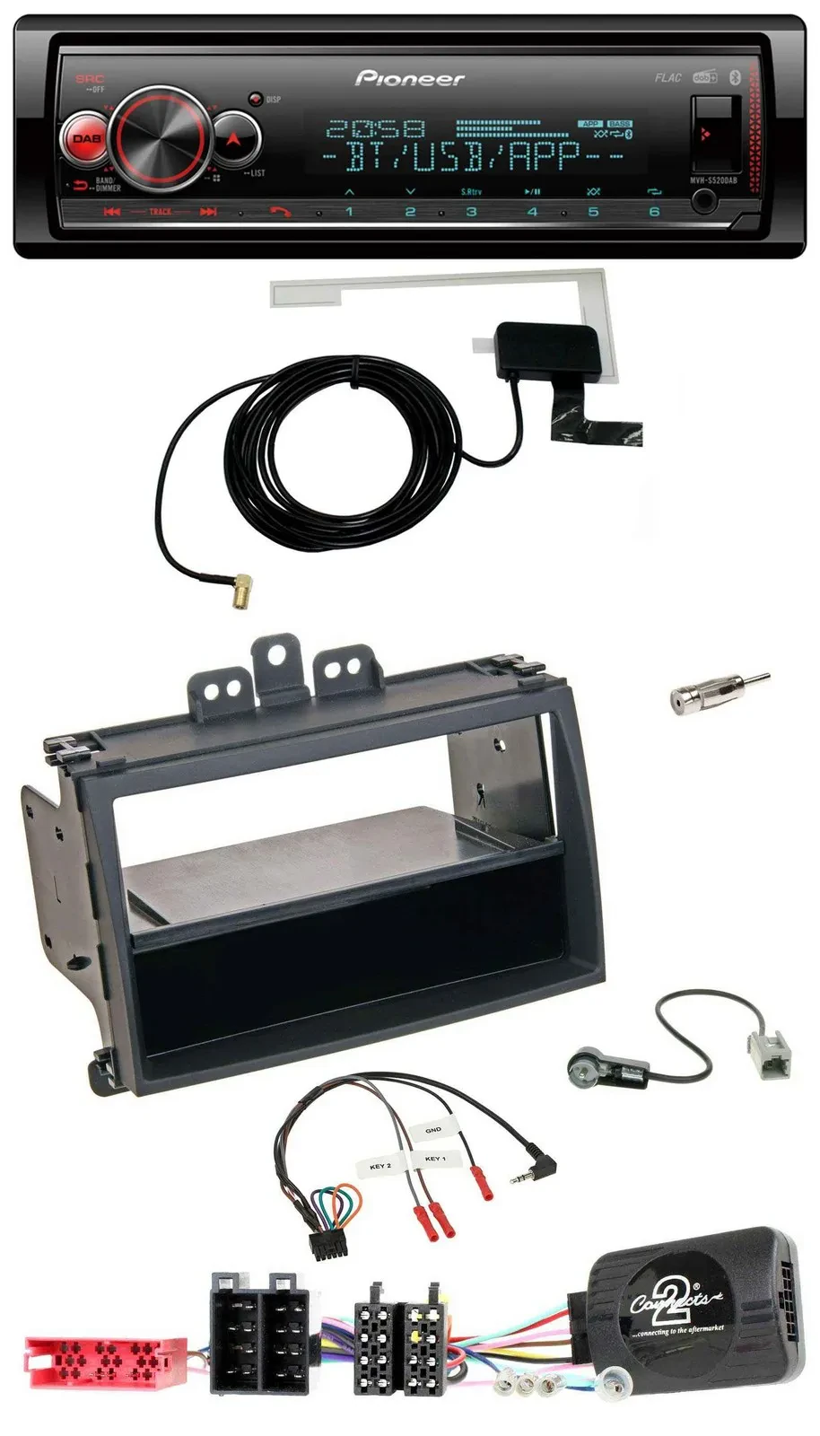Pioneer Bluetooth DAB USB Lenkrad Autoradio für Hyundai i20 09-11 schwarz Rubber